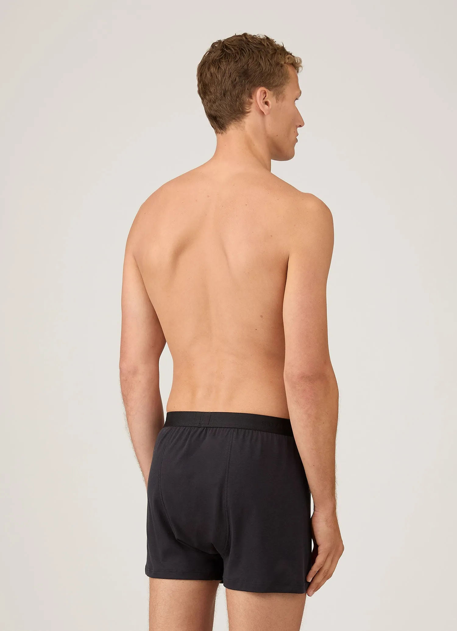 Men's Sea Island Cotton One-Button Boxer Short in Black sold by Sunspel product image thumbnail 3