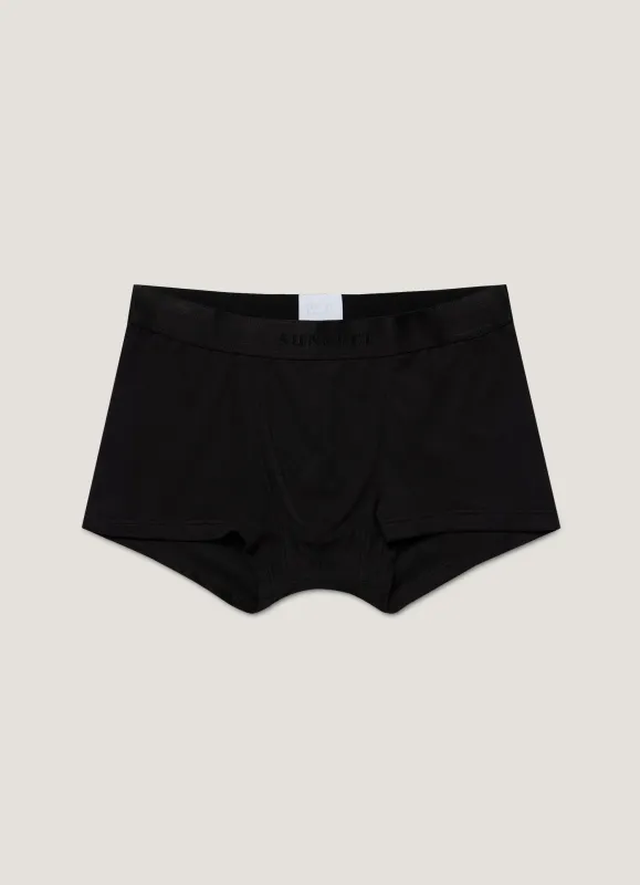 Men's Sea Island Cotton Trunks in Black sold by Sunspel
