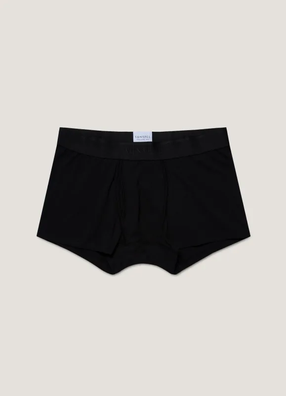 Men's Superfine Cotton Trunks in Black sold by Sunspel