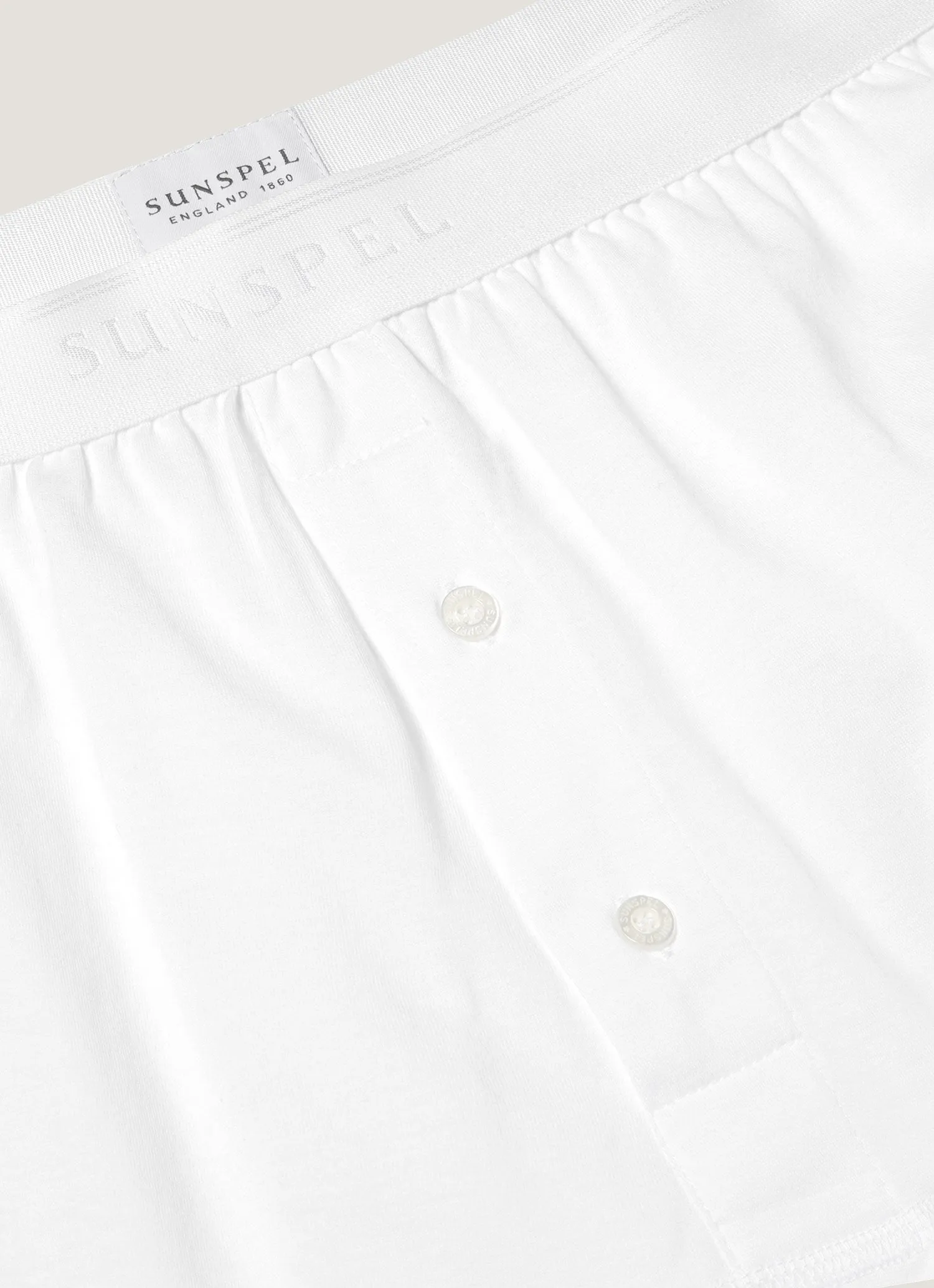 Men's Superfine Cotton Two-Button Boxer Briefs in White sold by Sunspel product image thumbnail 4