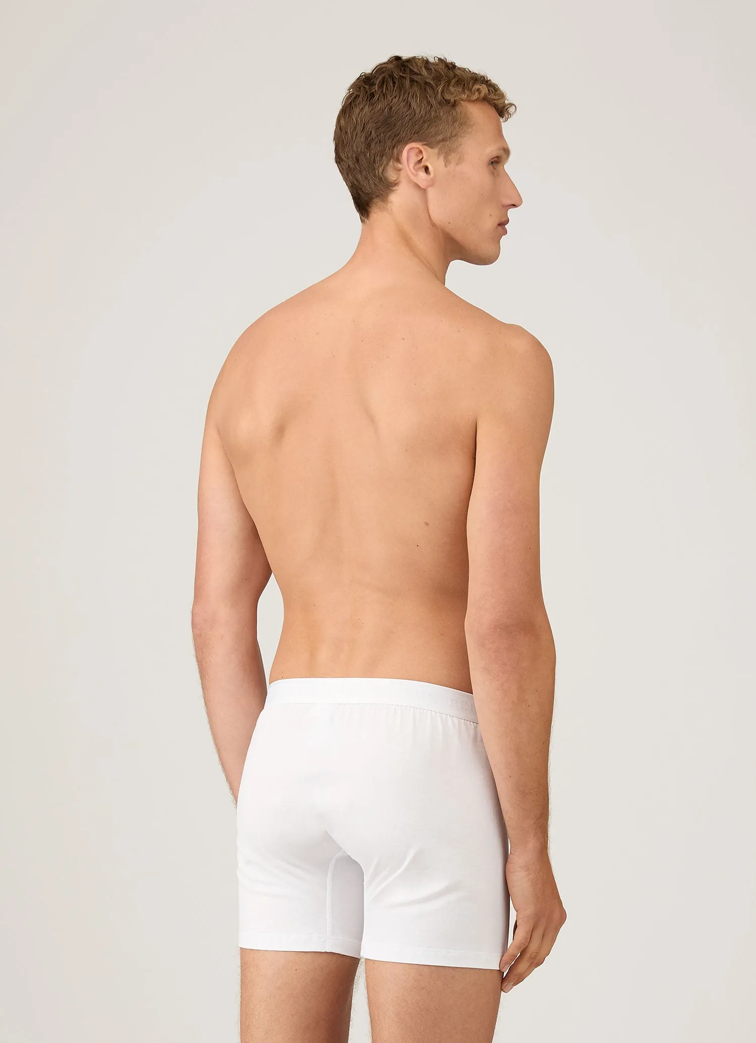 Men's Superfine Cotton Two-Button Boxer Briefs in White sold by Sunspel product image thumbnail 3