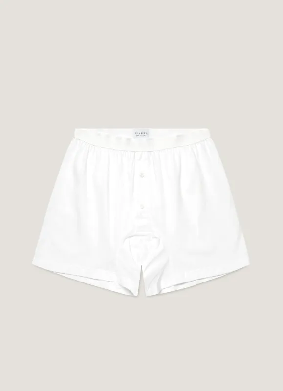 Men's Superfine Cotton Two-Button Boxer Briefs in White sold by Sunspel