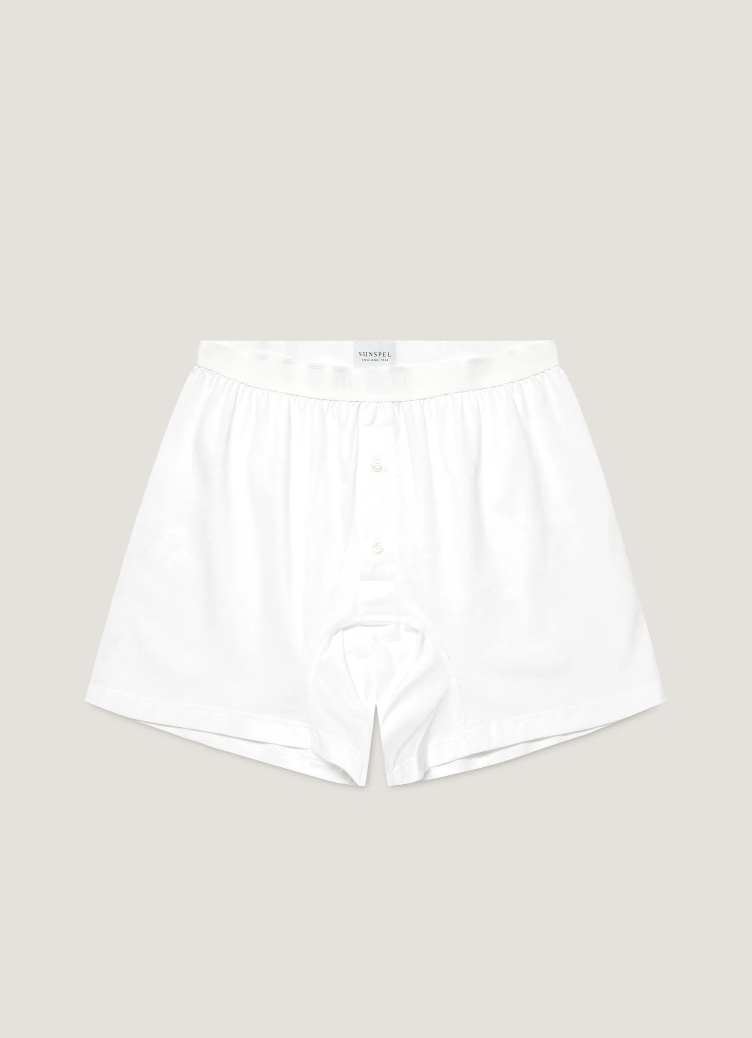 Men's Superfine Cotton Two-Button Boxer Briefs in White sold by Sunspel
