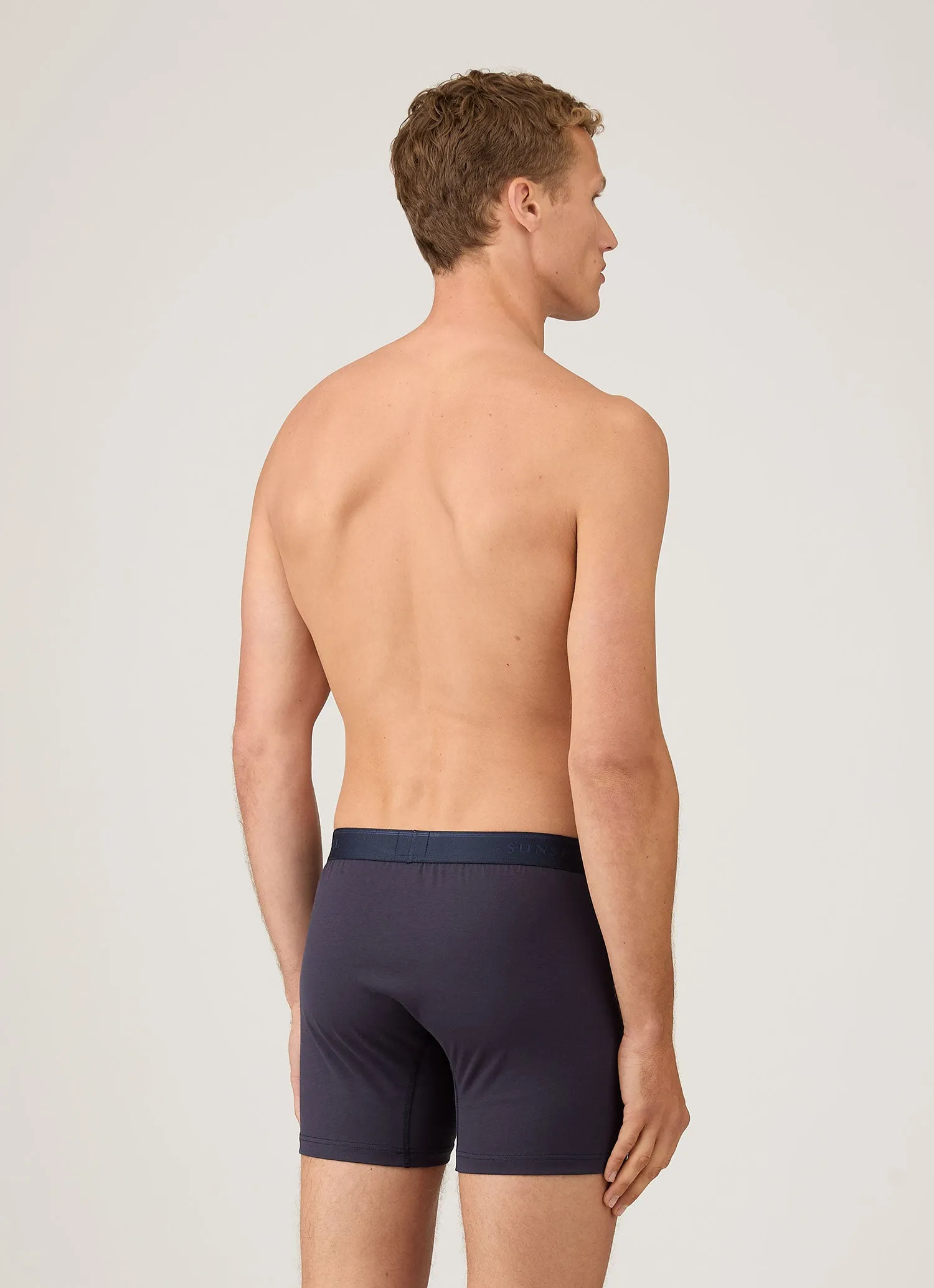 Men's Superfine Cotton Two-Button Boxer Briefs in Navy sold by Sunspel product image thumbnail 3