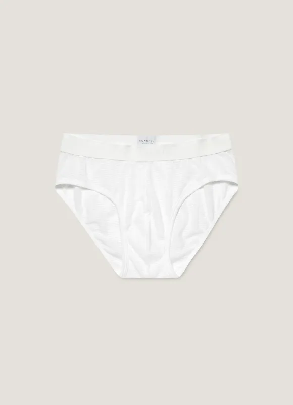 Men's Cellular Cotton Briefs in White sold by Sunspel