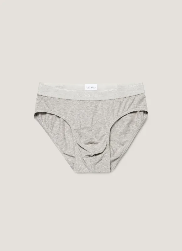 Men's Stretch Cotton Briefs in Grey Melange sold by Sunspel
