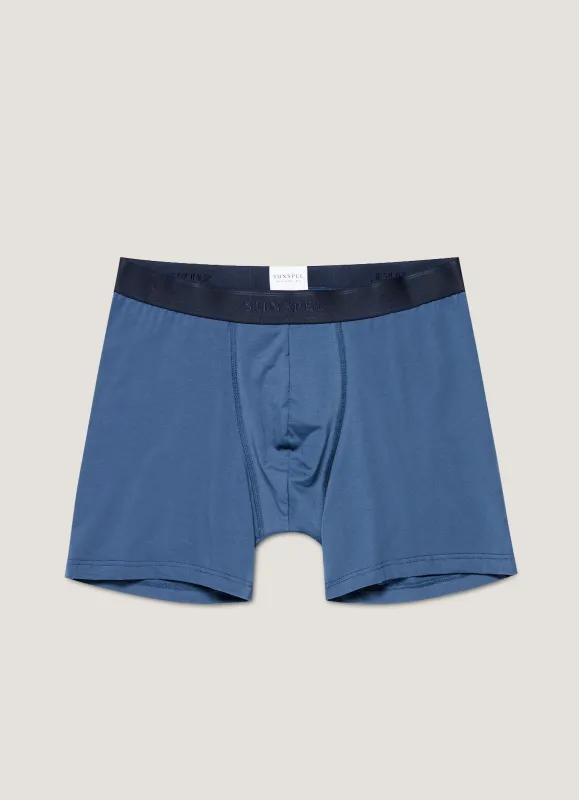 Men's Stretch Cotton Boxer Briefs in Atlantic Blue sold by Sunspel