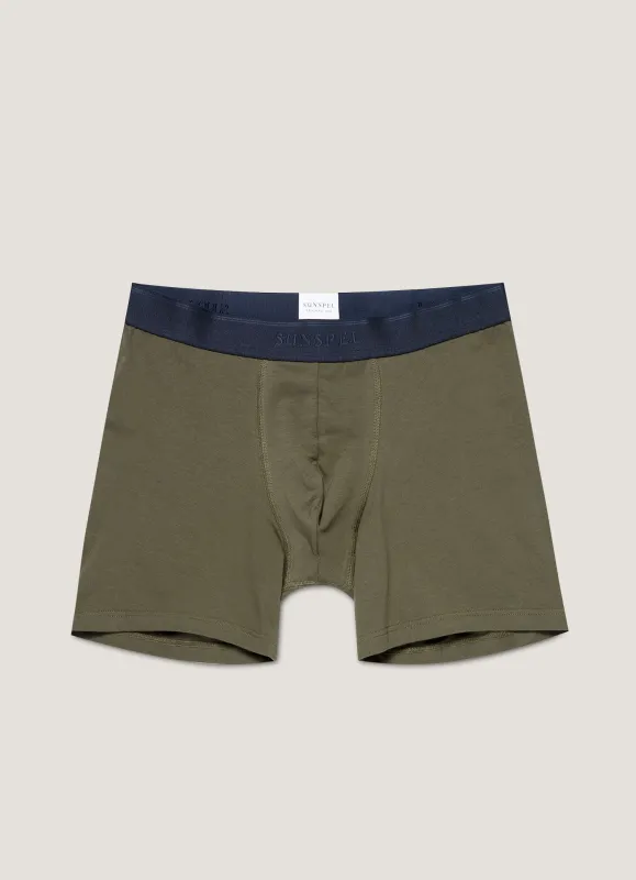 Men's Stretch Cotton Boxer Briefs in Khaki sold by Sunspel