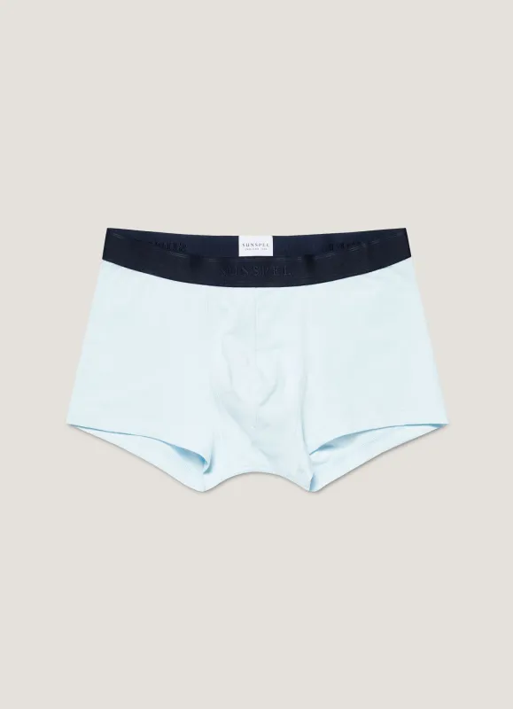 Men's Stretch Cotton Trunks in Light Blue sold by Sunspel