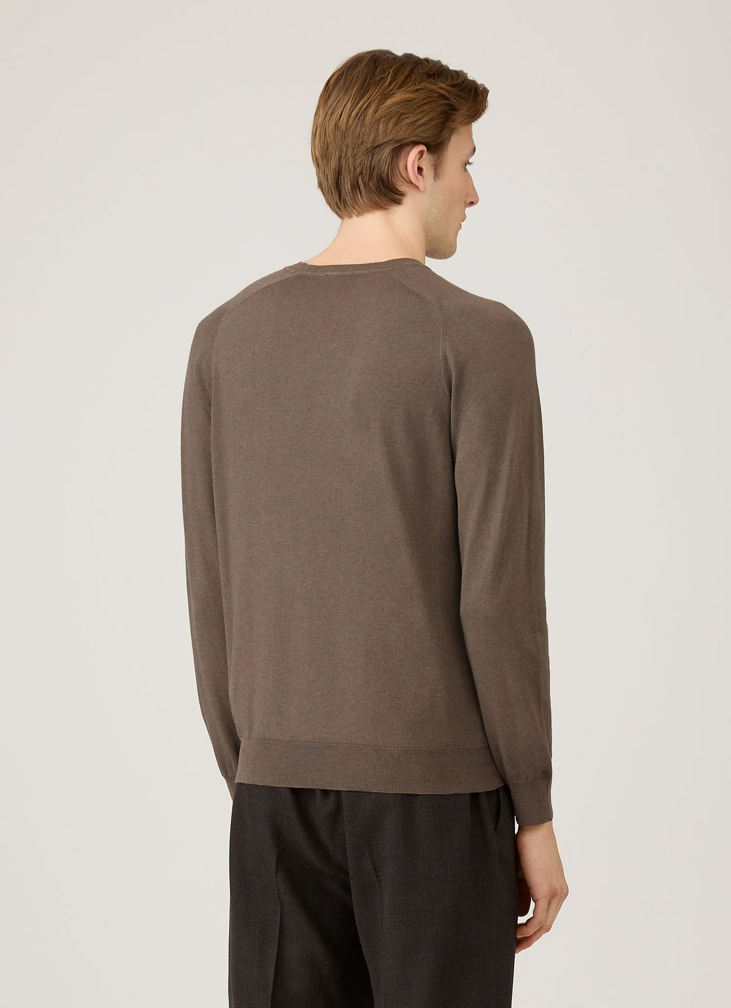 Men's Sea Island Cashmere Crew Neck Jumper in Bark sold by Sunspel product image thumbnail 5