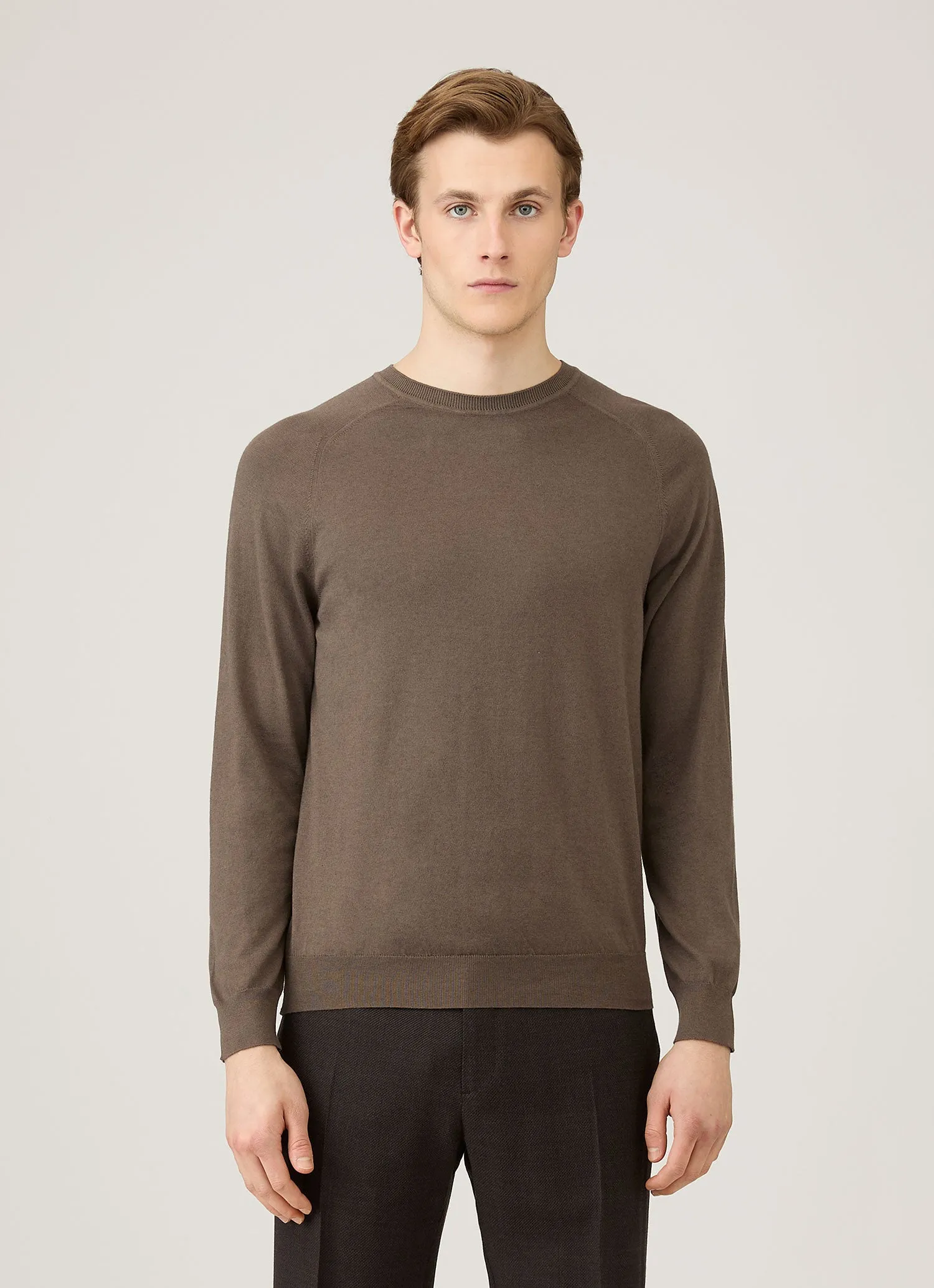 Men's Sea Island Cashmere Crew Neck Jumper in Bark sold by Sunspel product image thumbnail 2