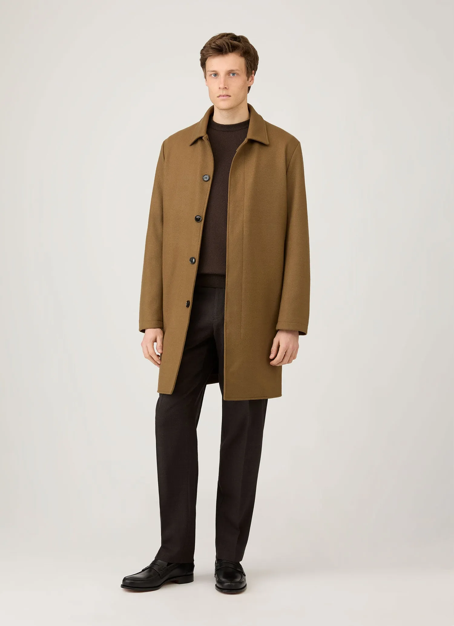 Men's Cashmere Crew Neck Jumper in Truffle sold by Sunspel product image thumbnail 3