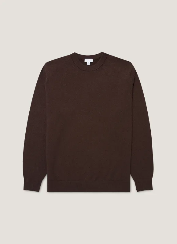 Men's Cashmere Crew Neck Jumper in Truffle sold by Sunspel