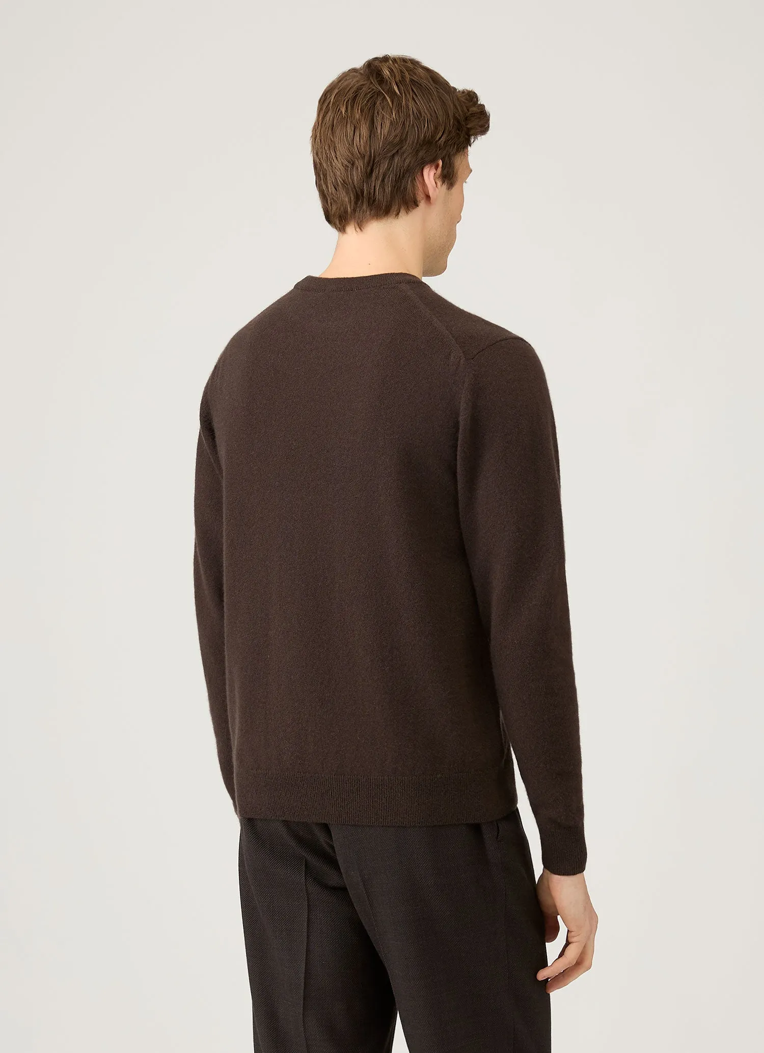 Men's Cashmere Crew Neck Jumper in Truffle sold by Sunspel product image thumbnail 5