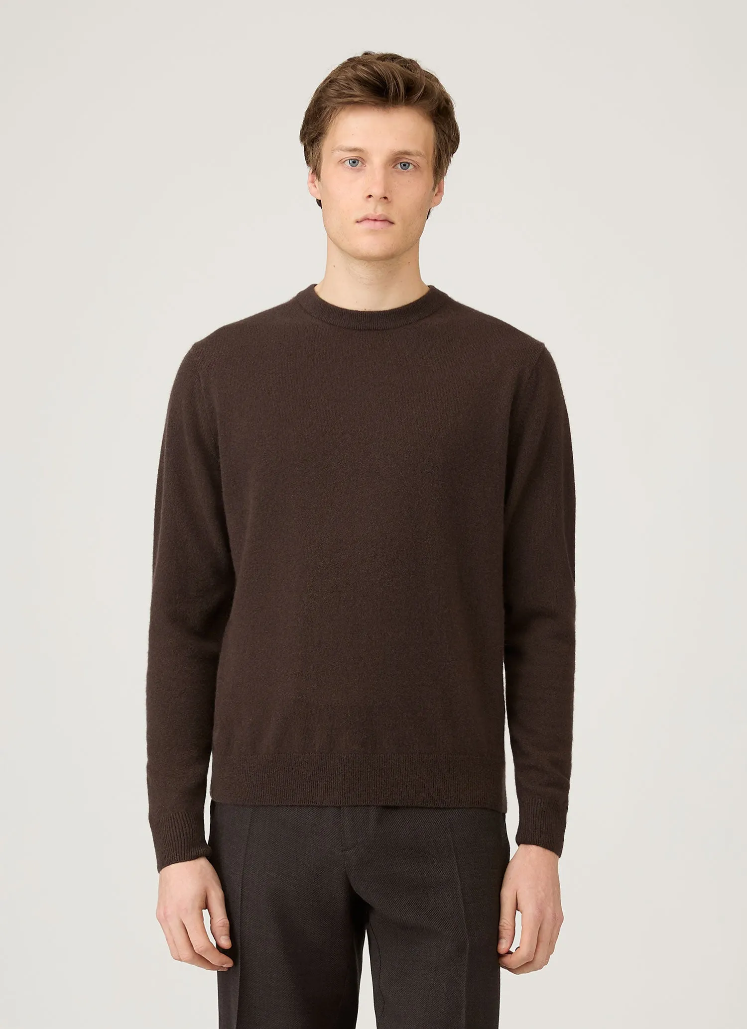 Men's Cashmere Crew Neck Jumper in Truffle sold by Sunspel product image thumbnail 2