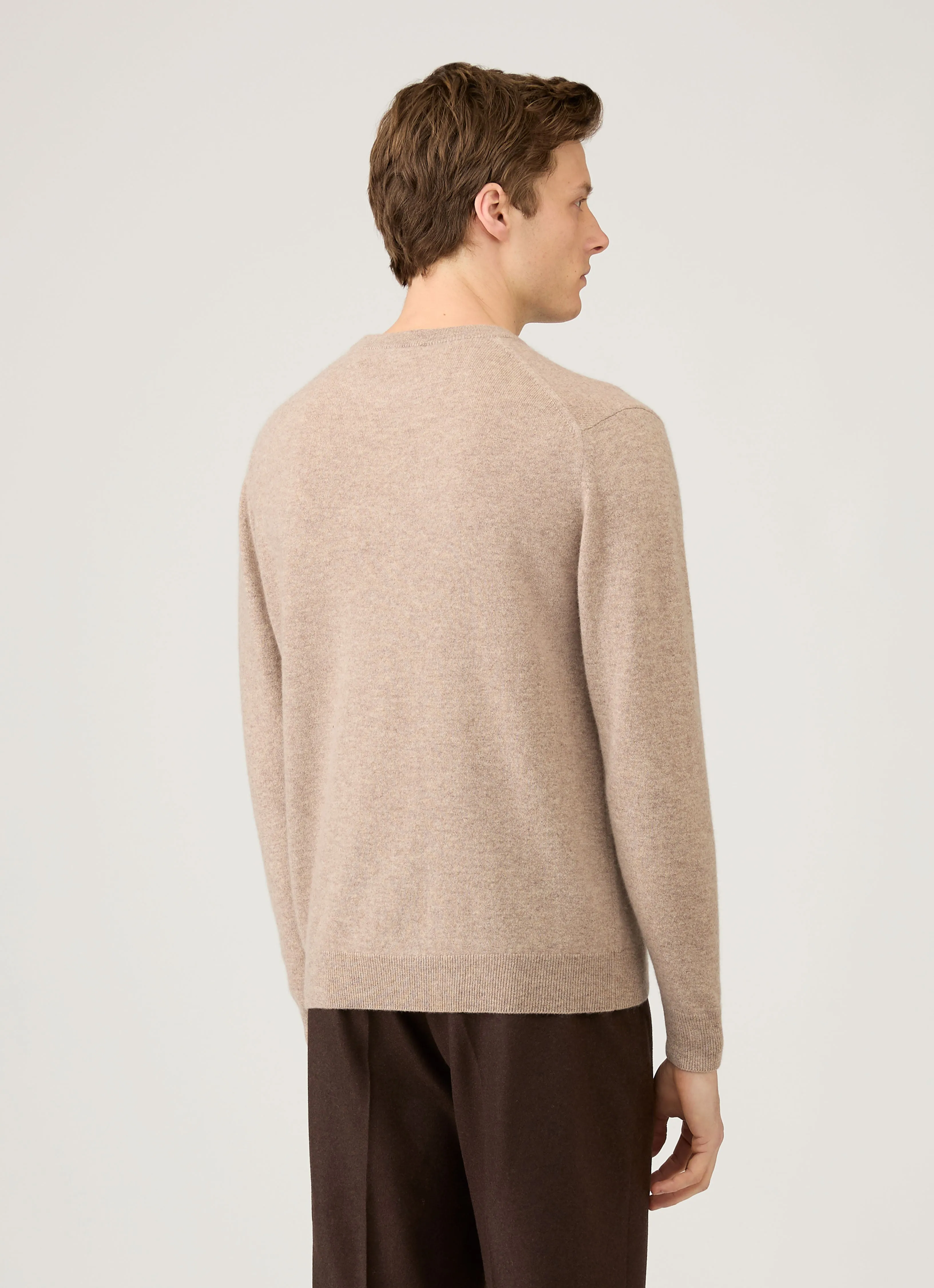 Men's Cashmere Crew Neck Jumper in Oatmeal Melange sold by Sunspel product image thumbnail 5