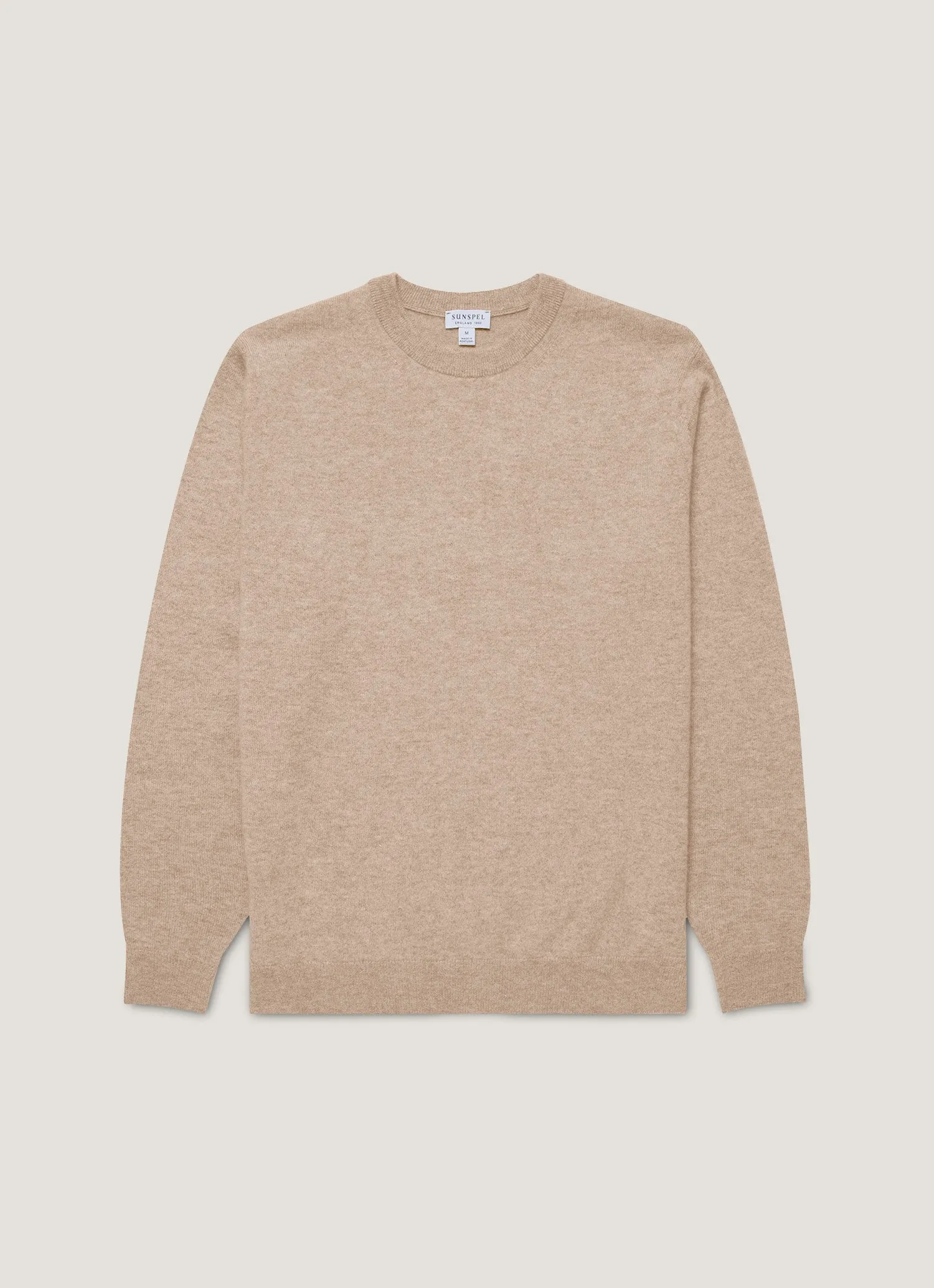 Men's Cashmere Crew Neck Jumper in Oatmeal Melange sold by Sunspel