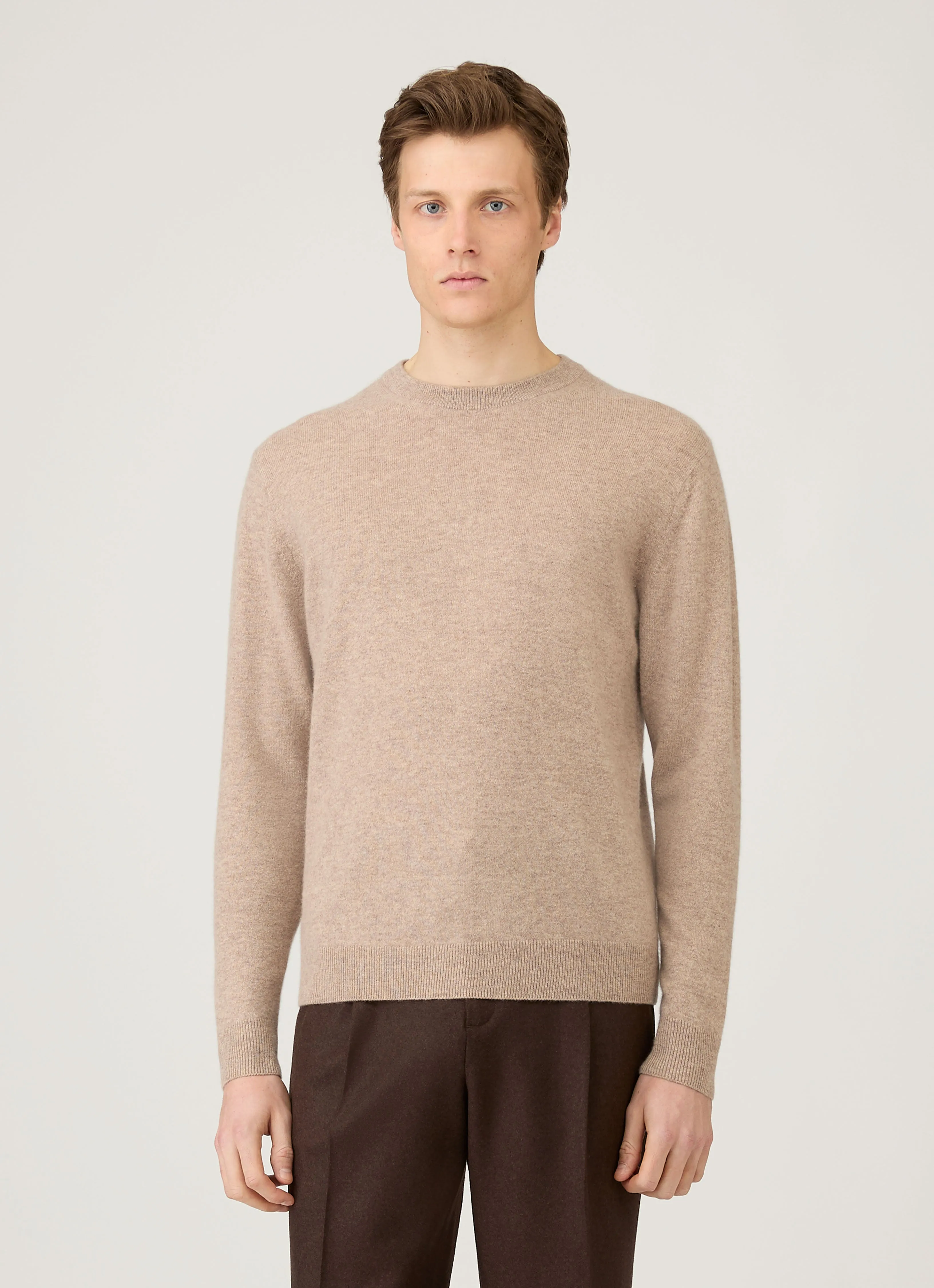 Men's Cashmere Crew Neck Jumper in Oatmeal Melange sold by Sunspel product image thumbnail 2