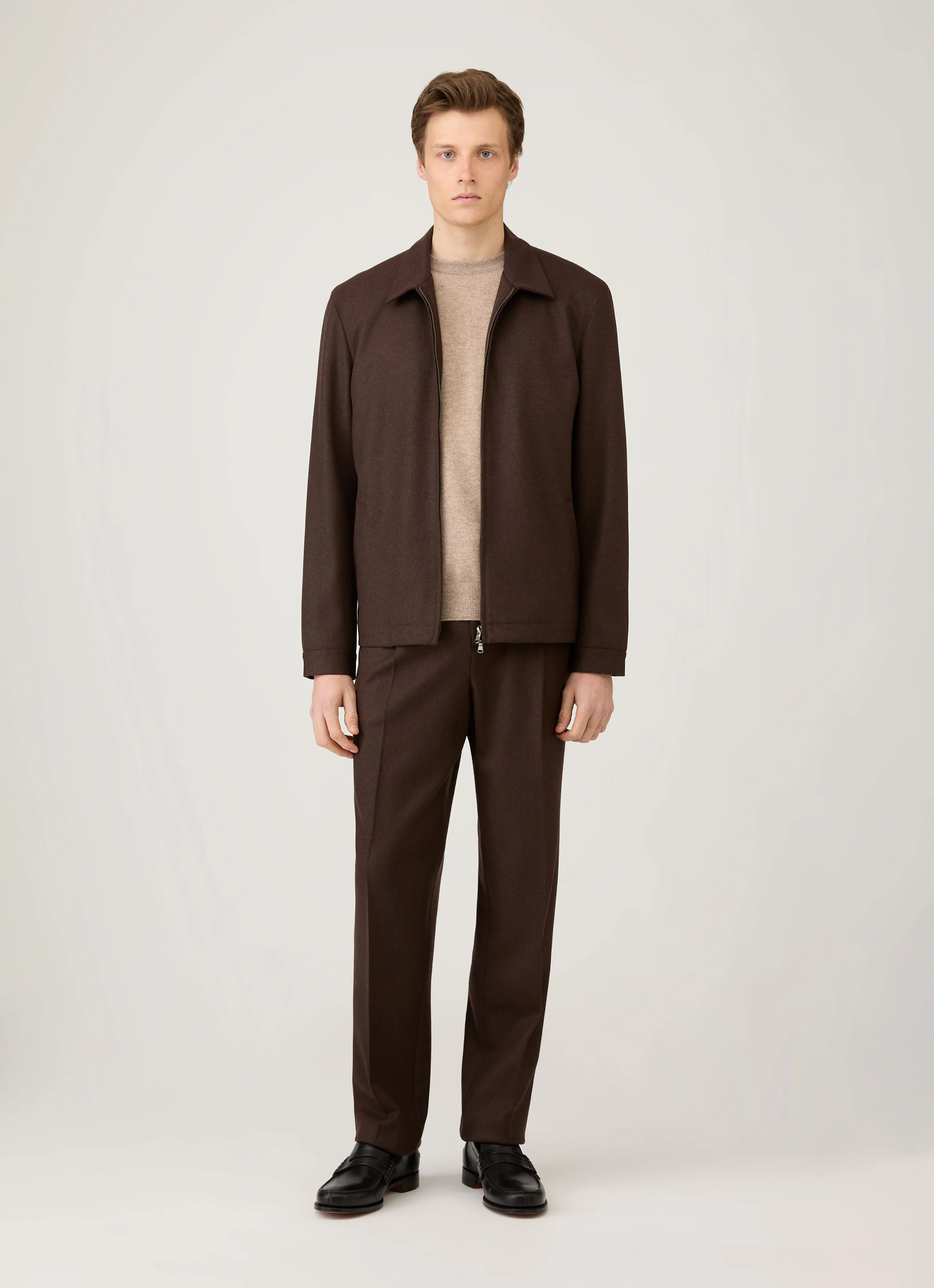Men's Cashmere Crew Neck Jumper in Oatmeal Melange sold by Sunspel product image thumbnail 3