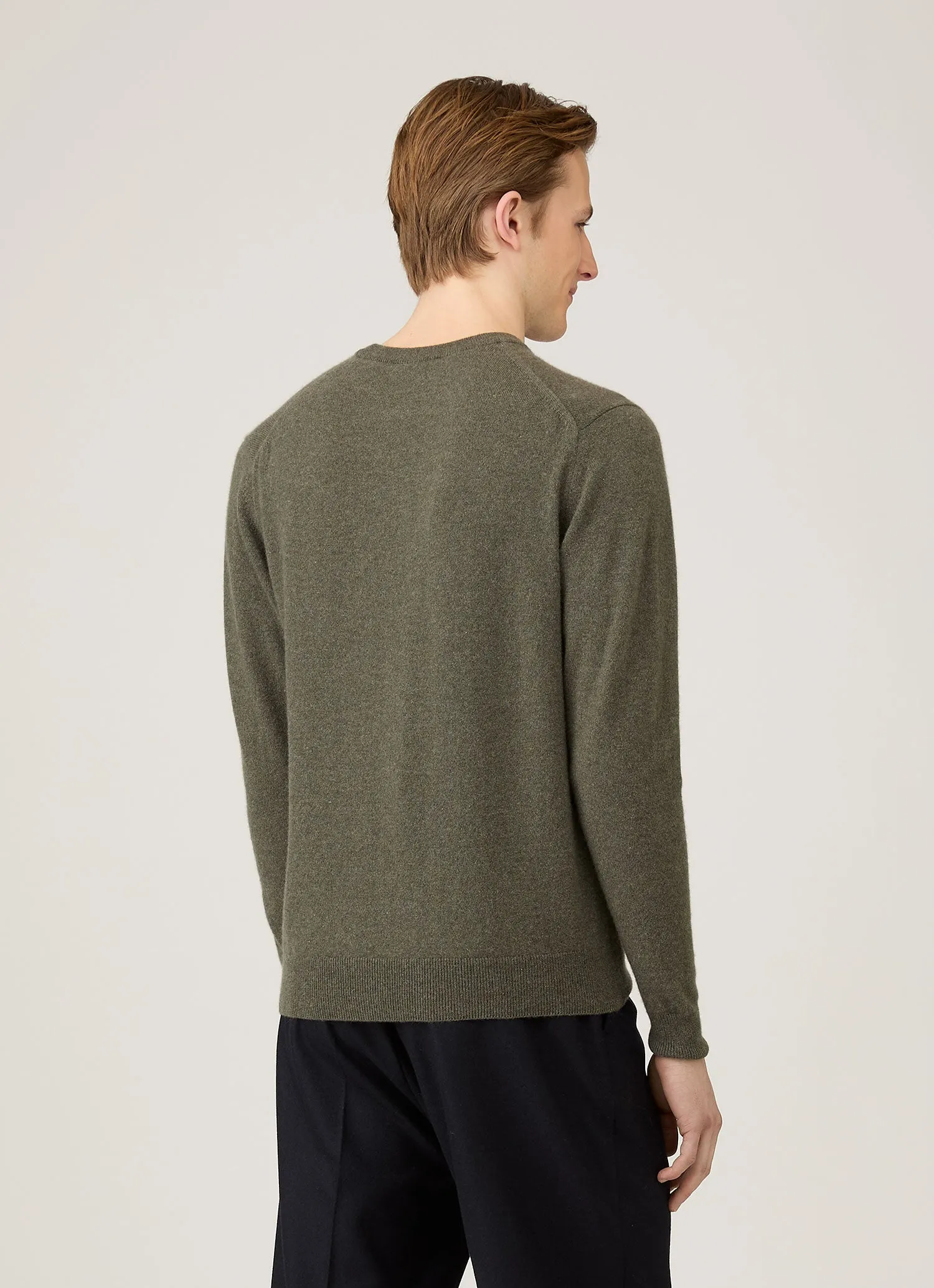 Men's Cashmere Crew Neck Jumper in Khaki sold by Sunspel product image thumbnail 5