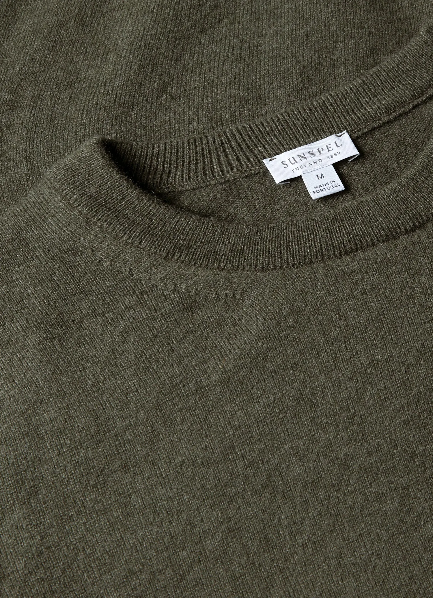 Men's Cashmere Crew Neck Jumper in Khaki sold by Sunspel product image thumbnail 4