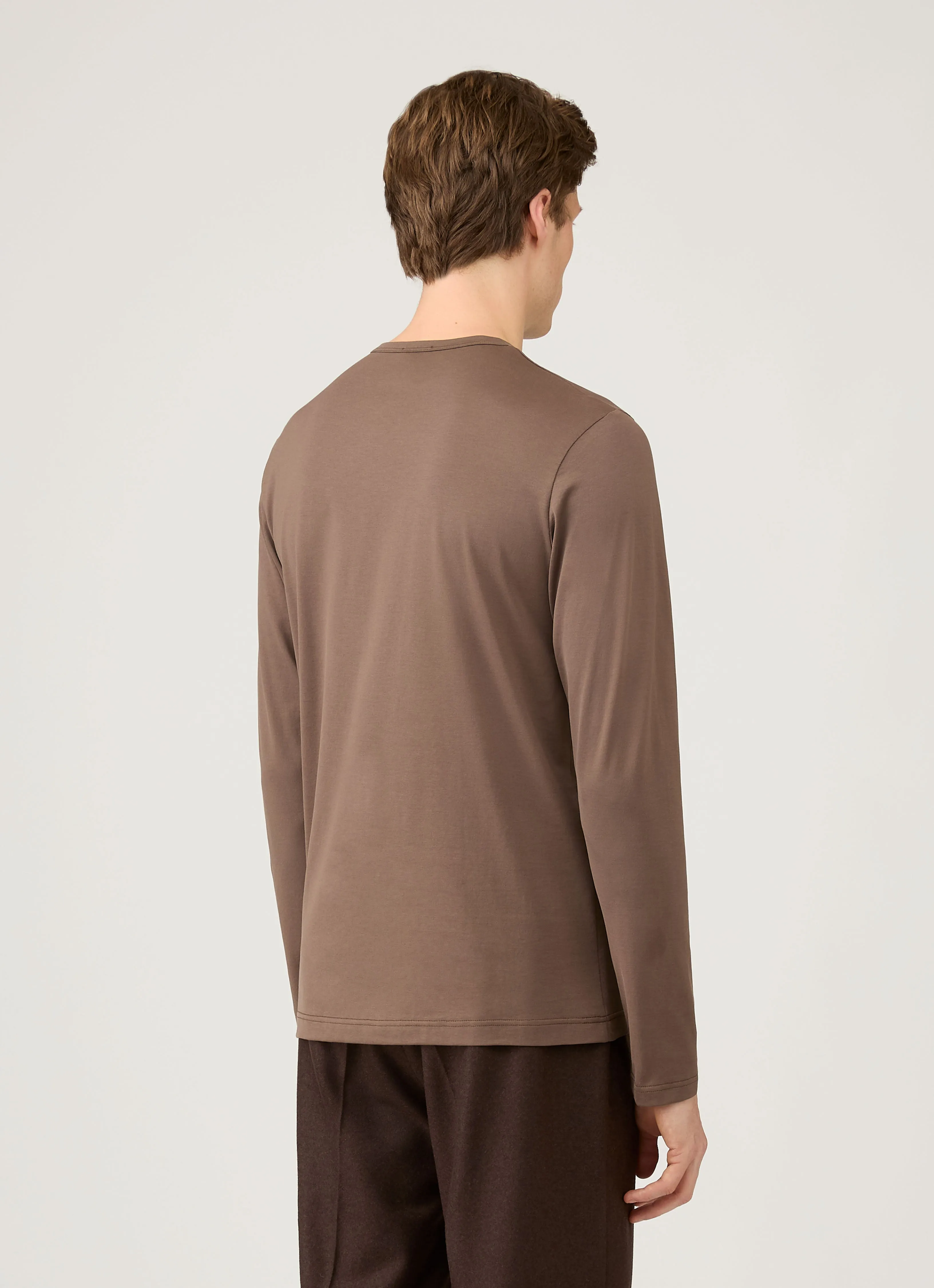 Men's Long Sleeve Classic T-shirt in Bark sold by Sunspel product image thumbnail 5