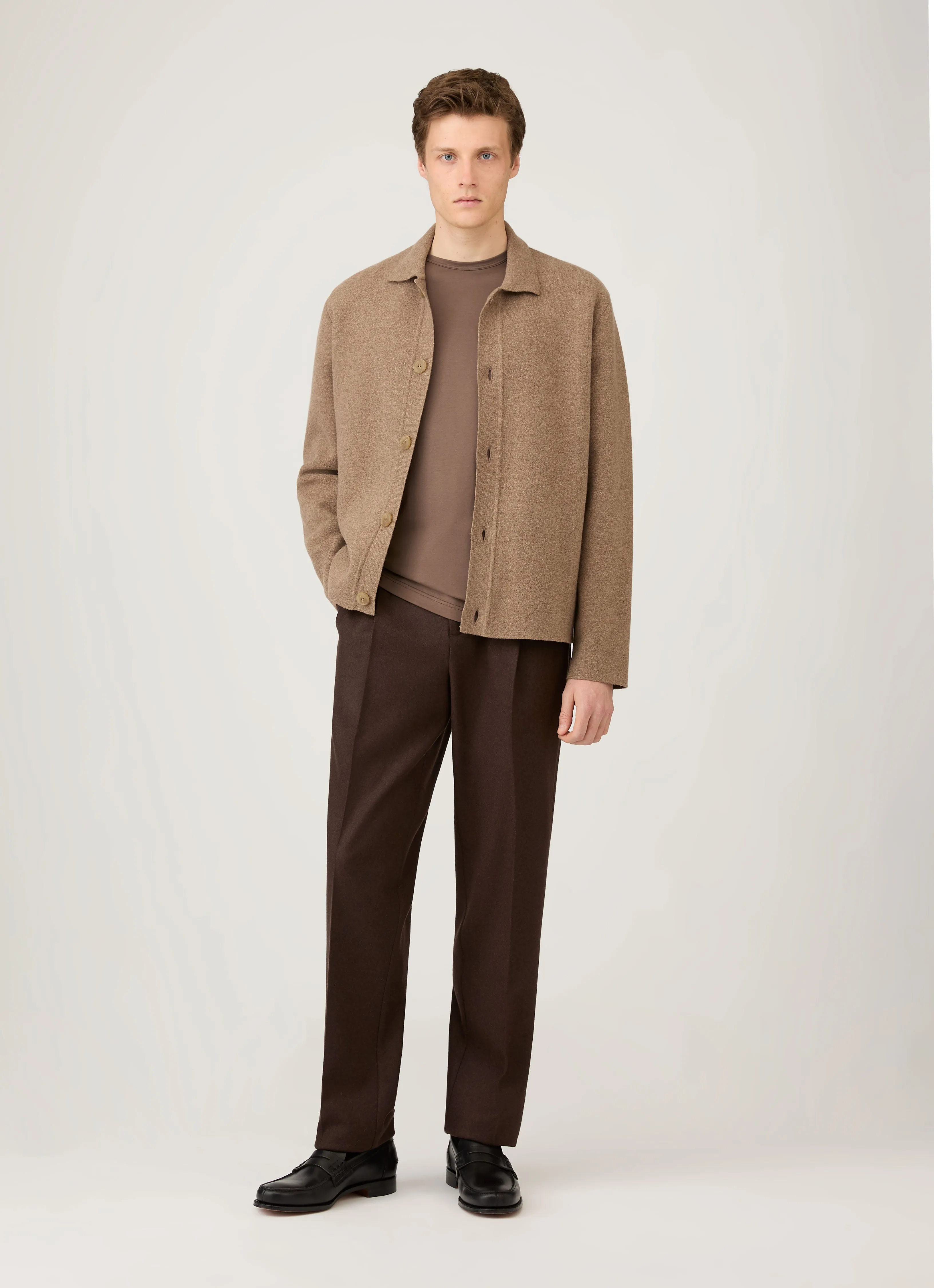 Men's Long Sleeve Classic T-shirt in Bark sold by Sunspel product image thumbnail 3