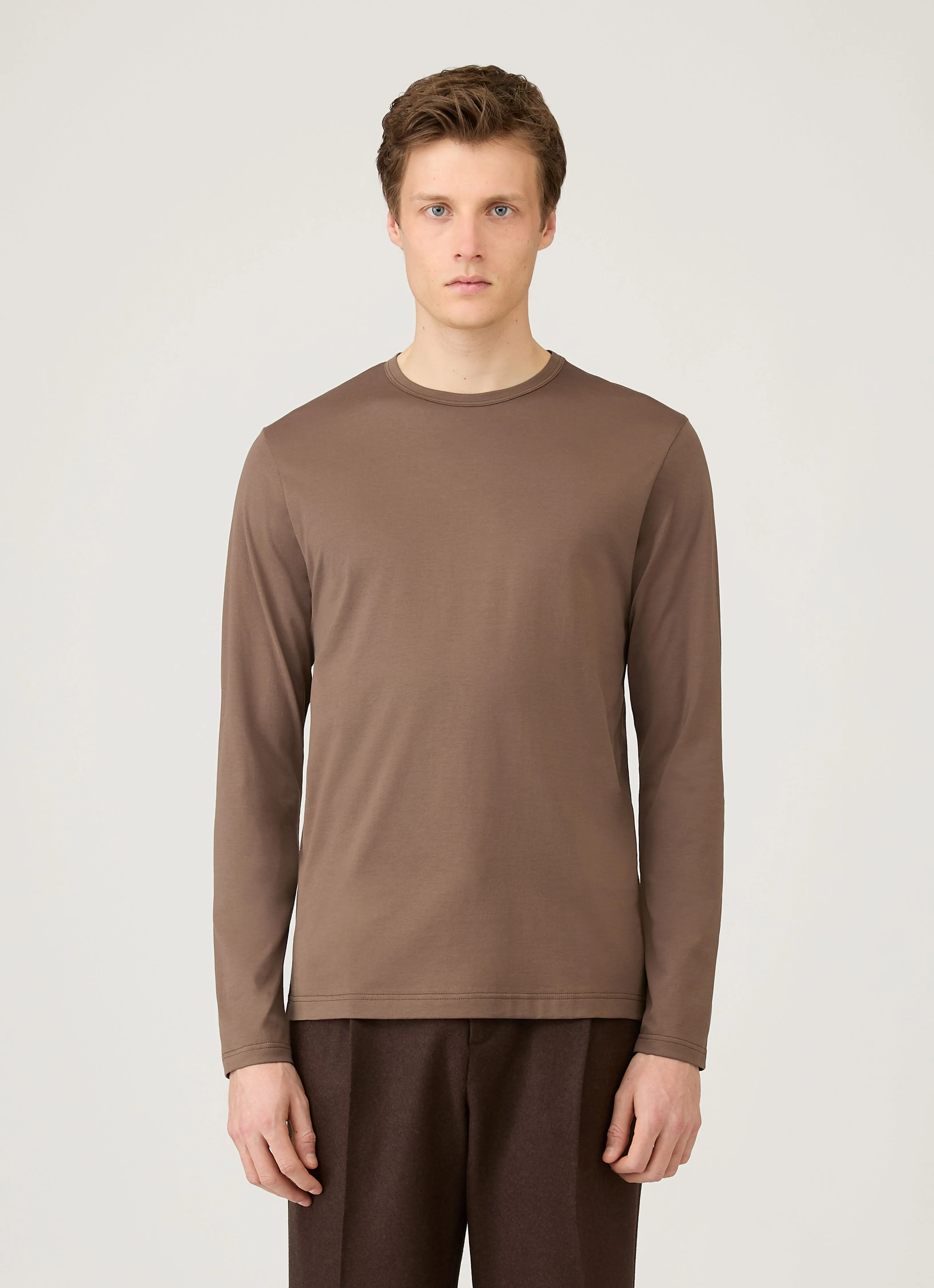 Men's Long Sleeve Classic T-shirt in Bark sold by Sunspel product image thumbnail 2