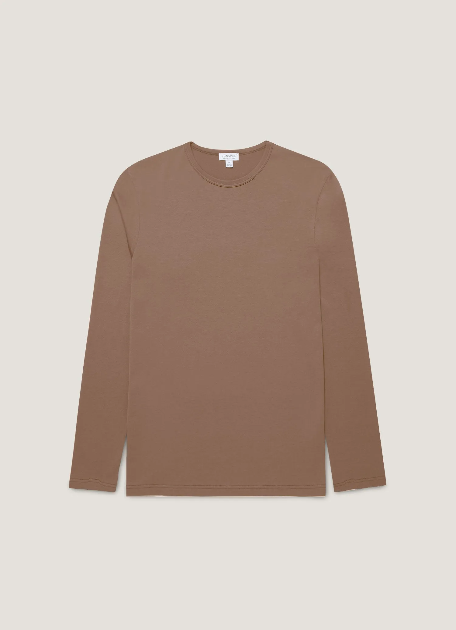 Men's Long Sleeve Classic T-shirt in Bark sold by Sunspel