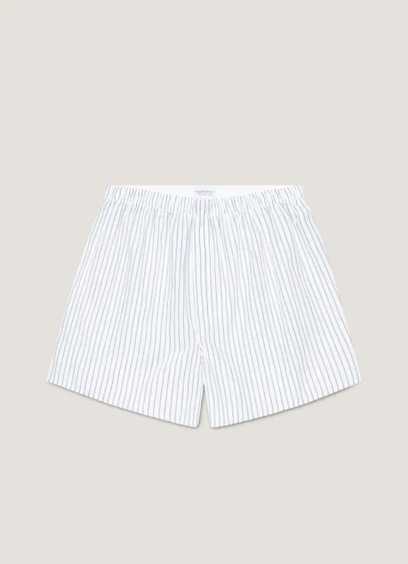 Men's Classic Boxer Short in White/Blue/Green sold by Sunspel