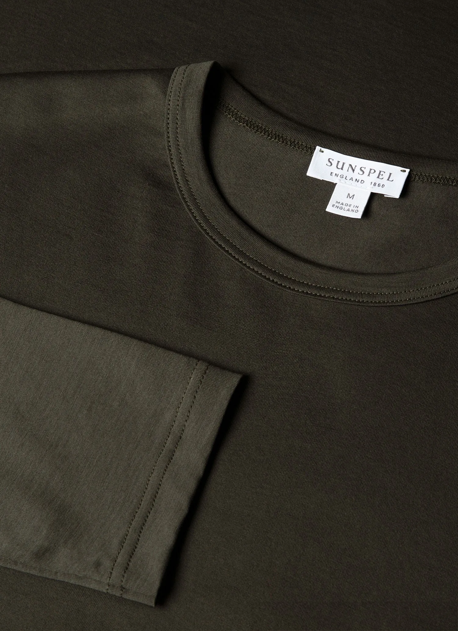 Men's Long Sleeve Classic T-shirt in Dark Green sold by Sunspel product image thumbnail 4