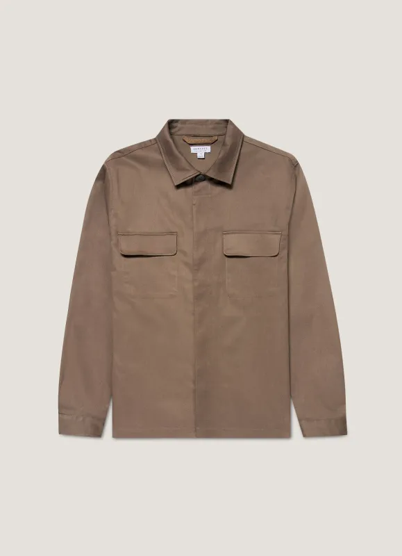 Men's Cotton Cashmere Overshirt in Dark Stone sold by Sunspel