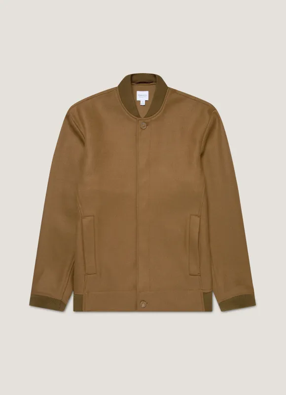 Men's Wool Bomber Jacket in Mole sold by Sunspel