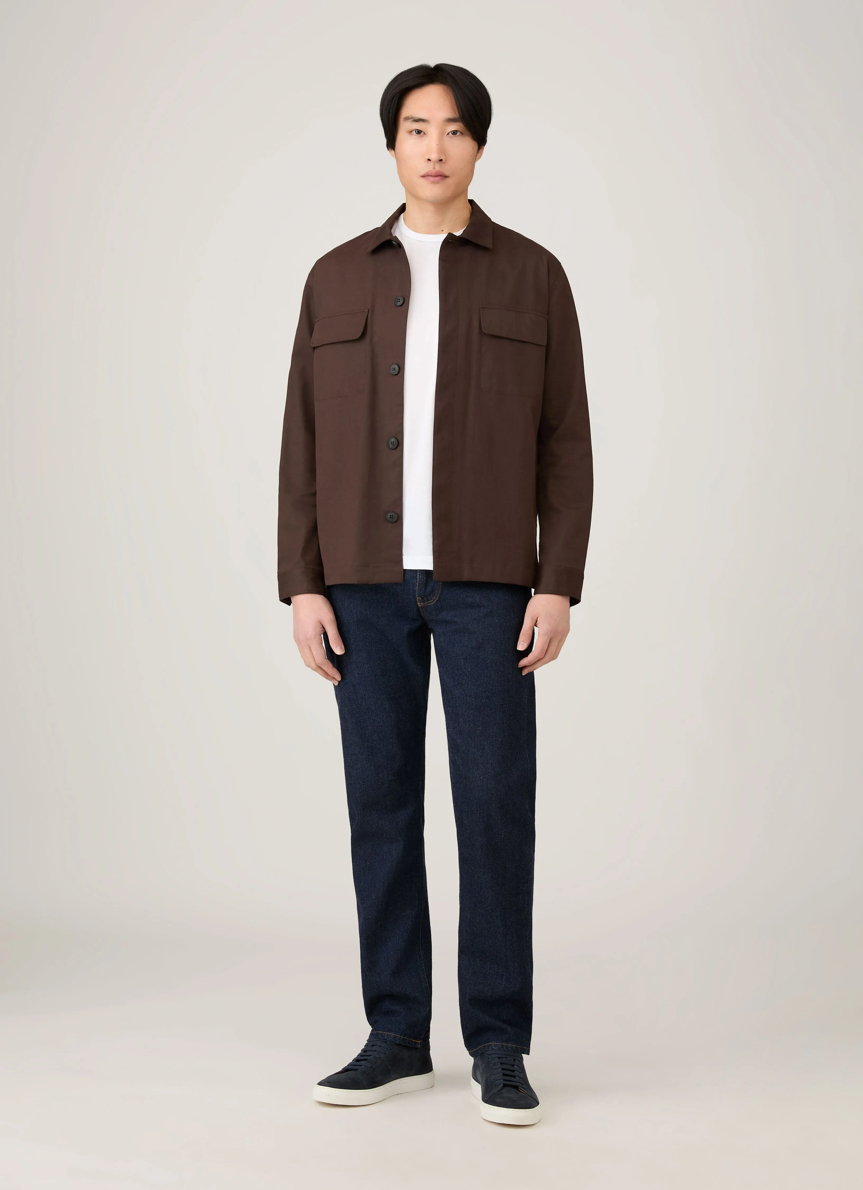 Men's Cotton Cashmere Overshirt in Truffle sold by Sunspel product image thumbnail 3