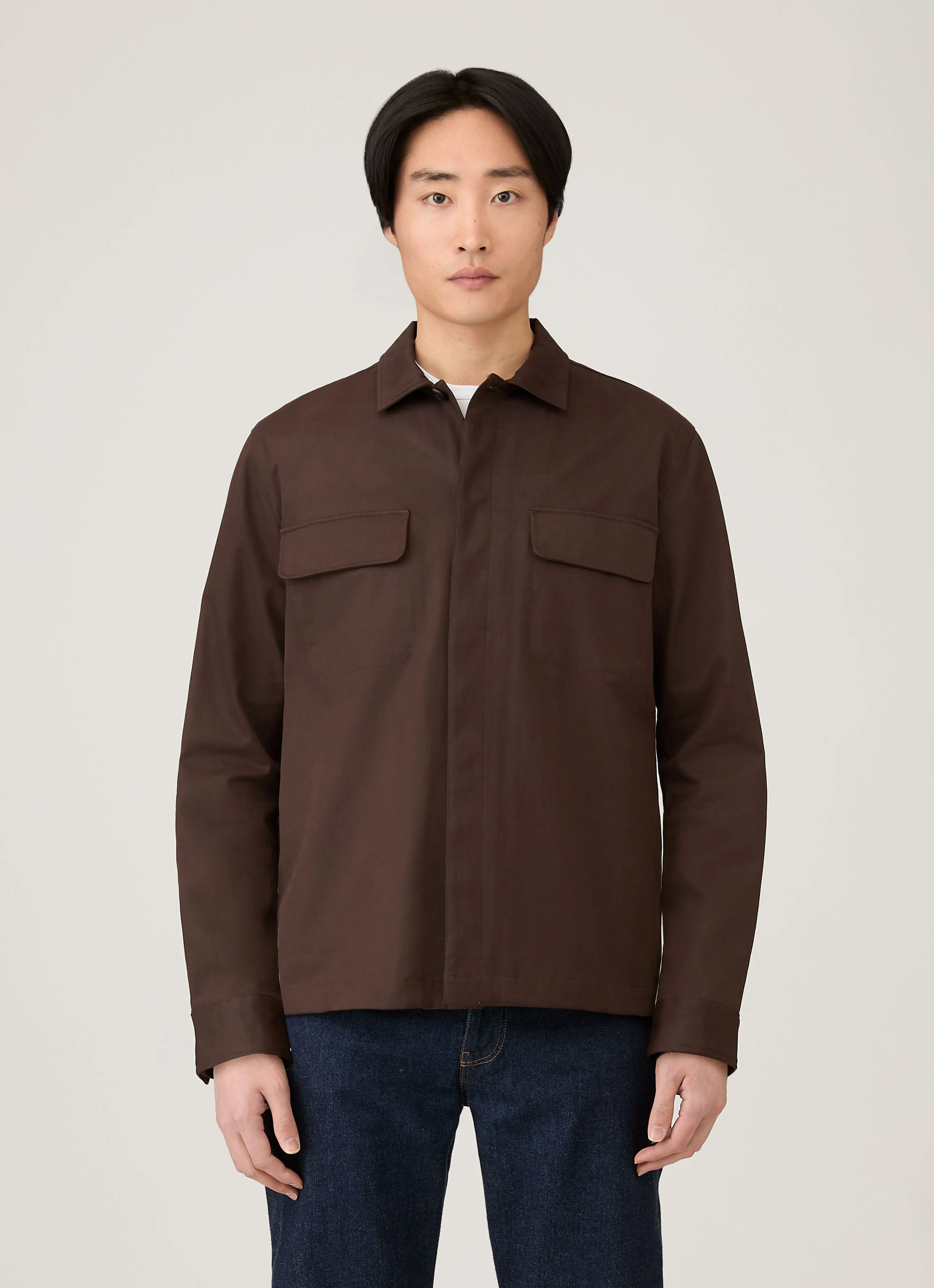 Men's Cotton Cashmere Overshirt in Truffle sold by Sunspel product image thumbnail 2