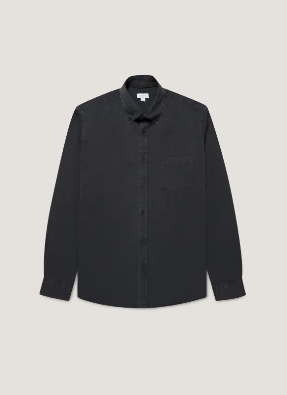 Men's Button Down Twill Shirt in Black sold by Sunspel