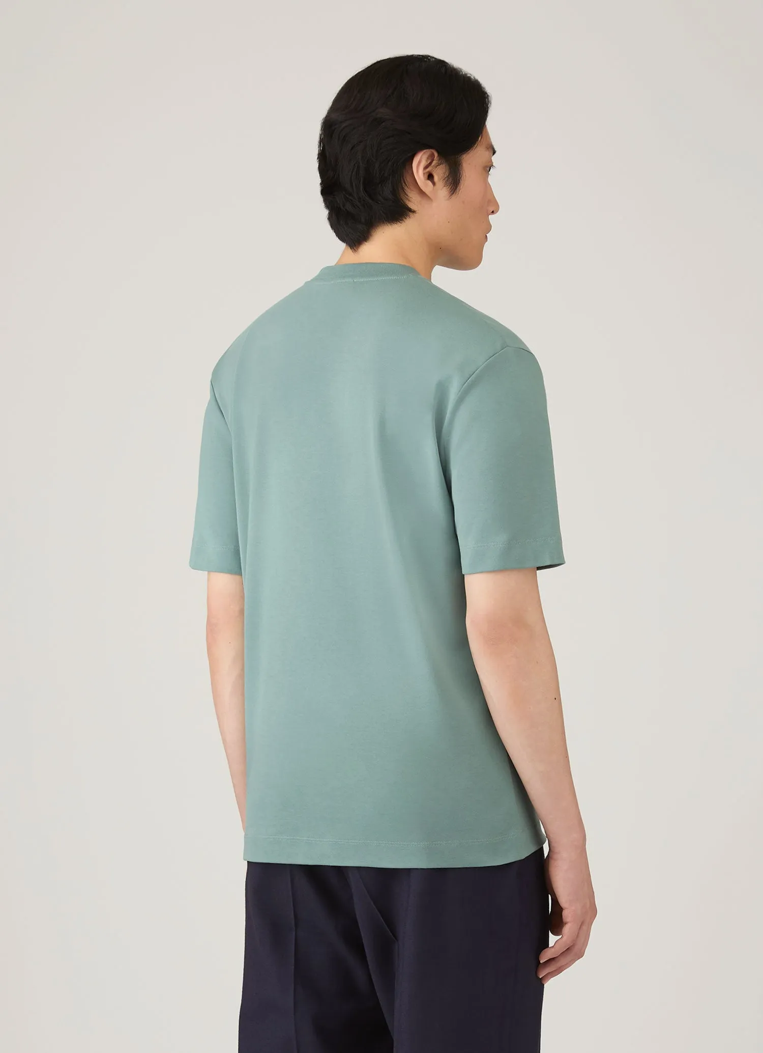 Men's Relaxed Fit Heavyweight T-shirt in Steel Green sold by Sunspel product image thumbnail 5