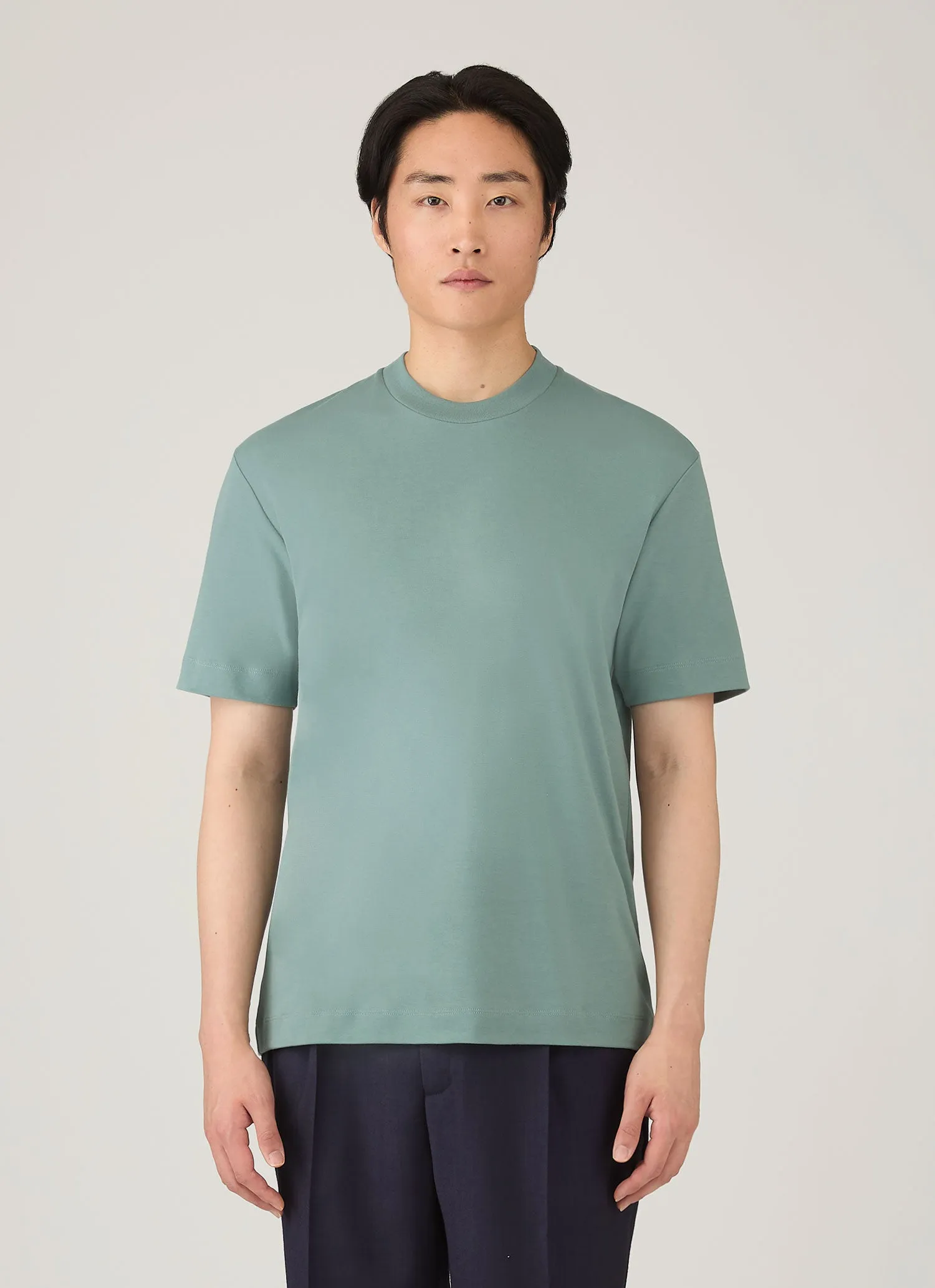 Men's Relaxed Fit Heavyweight T-shirt in Steel Green sold by Sunspel product image thumbnail 2