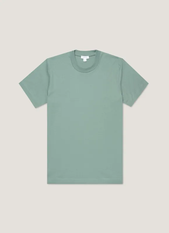 Men's Relaxed Fit Heavyweight T-shirt in Steel Green sold by Sunspel