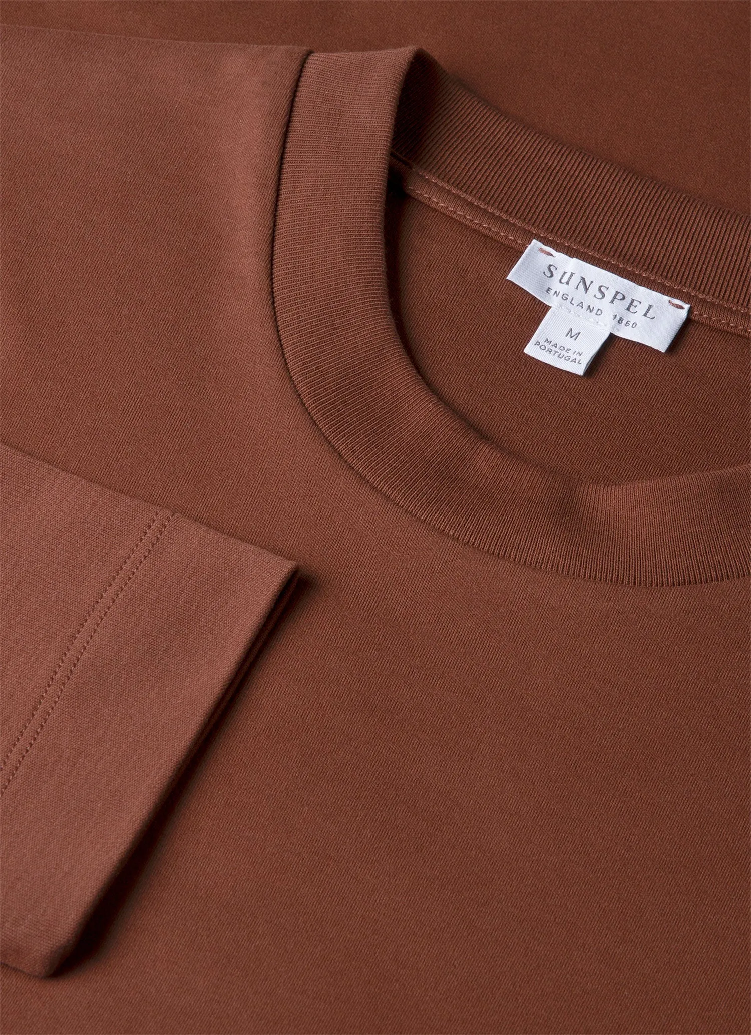 Men's Long Sleeve Heavyweight T-shirt in Conker Brown sold by Sunspel product image thumbnail 4