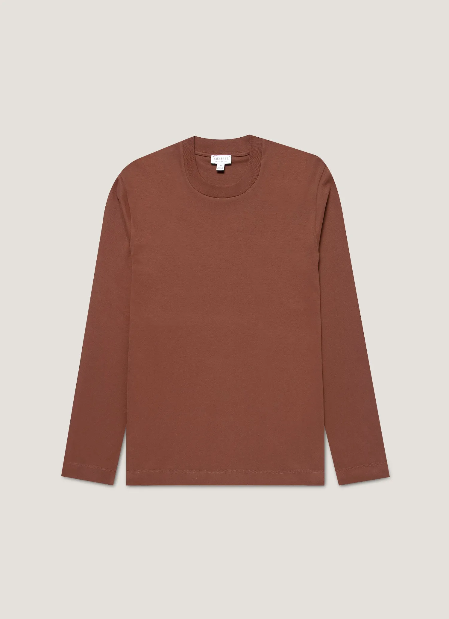Men's Long Sleeve Heavyweight T-shirt in Conker Brown sold by Sunspel