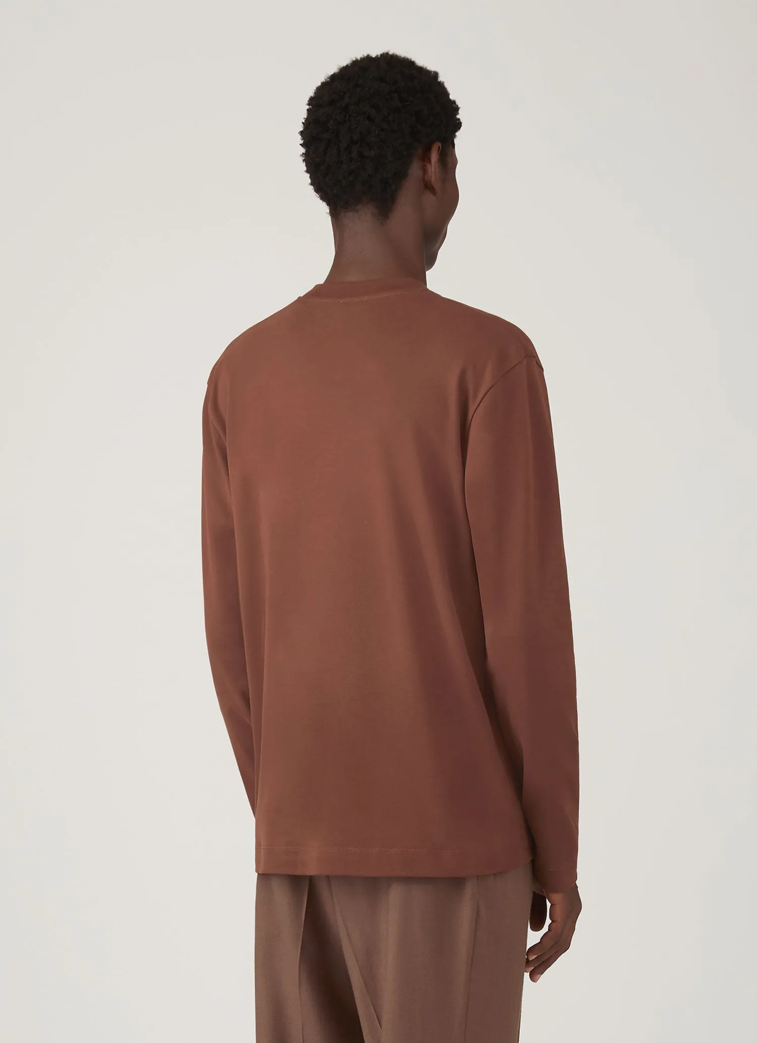 Men's Long Sleeve Heavyweight T-shirt in Conker Brown sold by Sunspel product image thumbnail 5