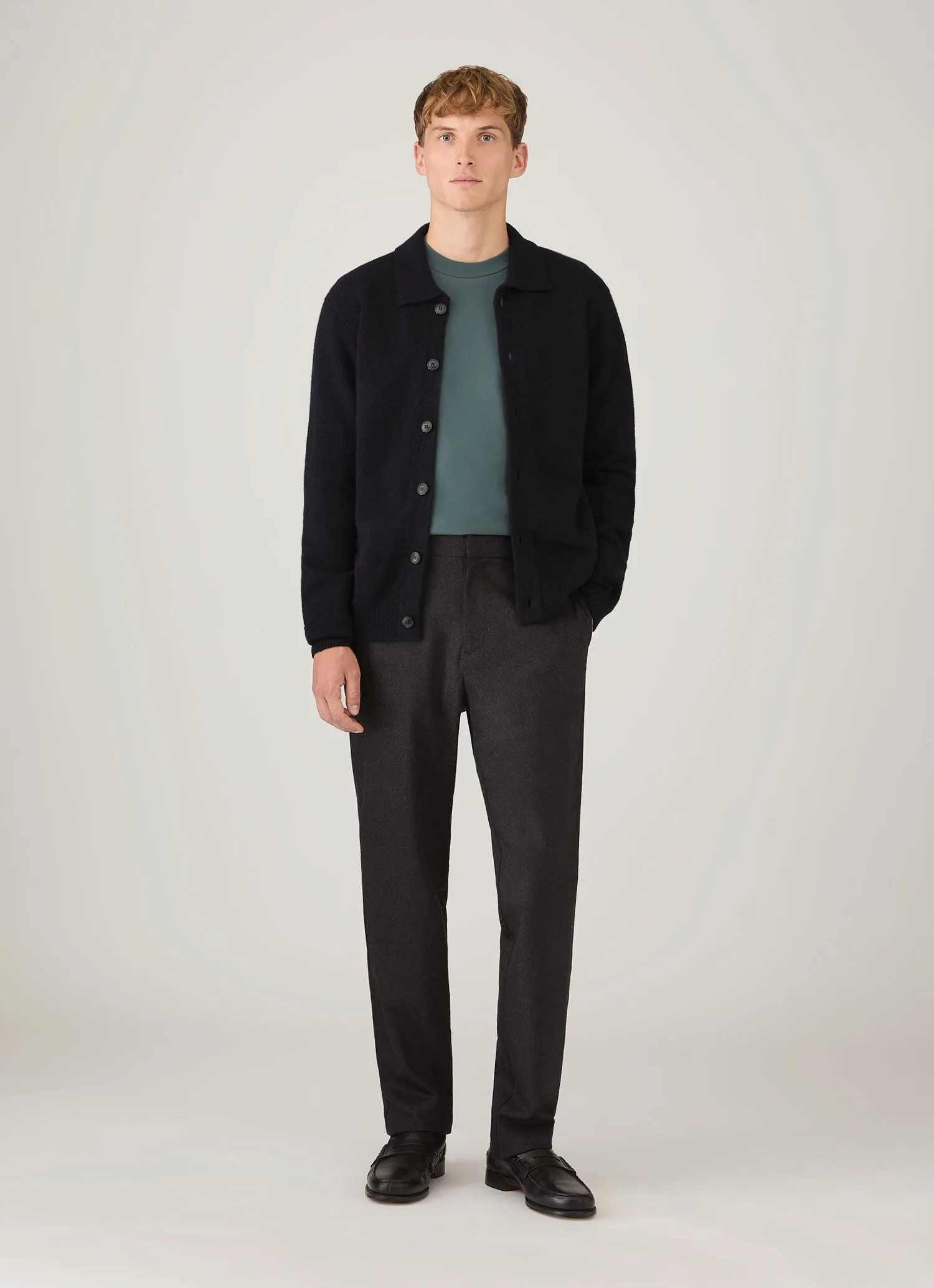 Men's Long Sleeve Heavyweight T-shirt in Dark Petrol sold by Sunspel product image thumbnail 3