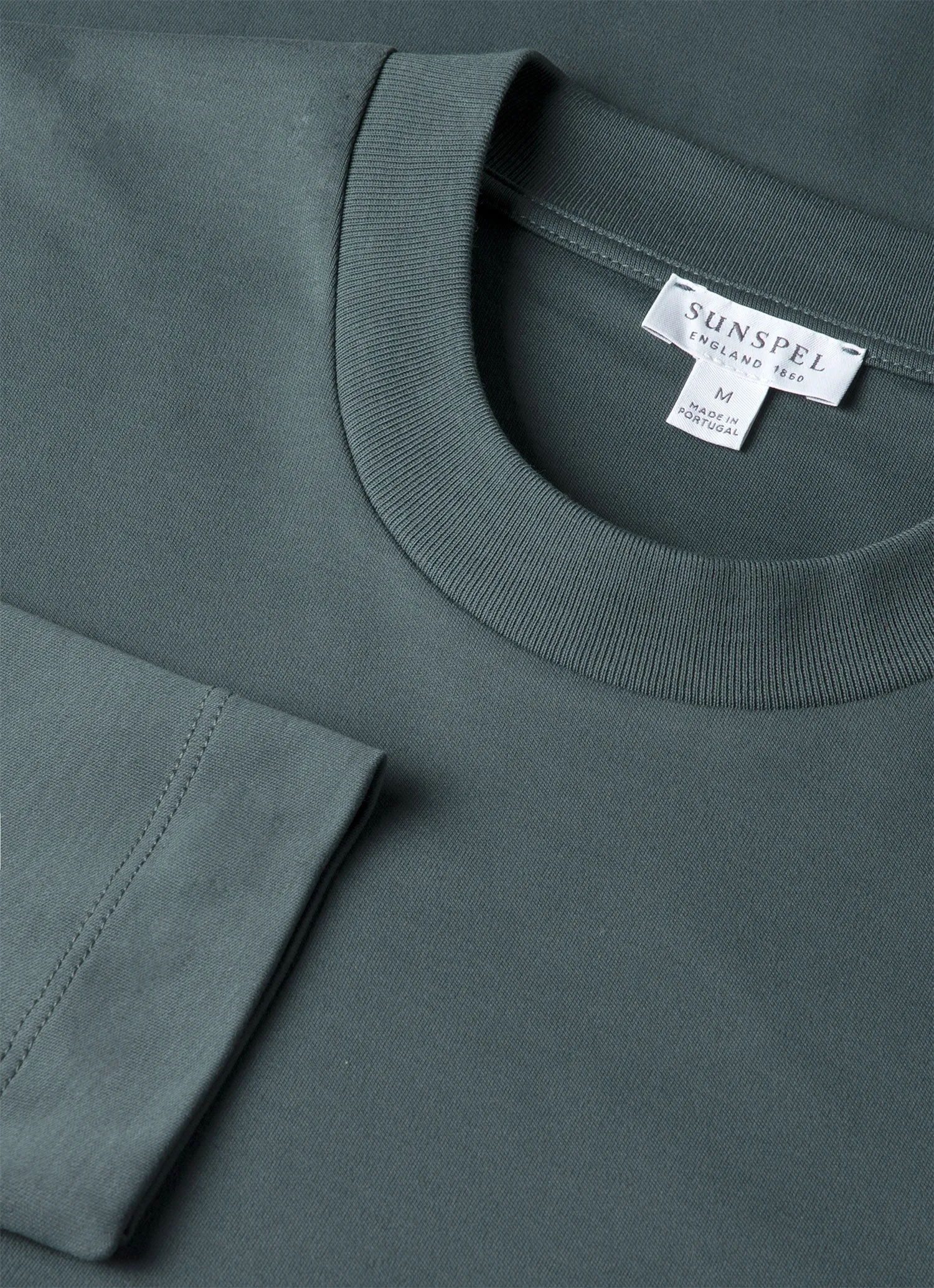 Men's Long Sleeve Heavyweight T-shirt in Dark Petrol sold by Sunspel product image thumbnail 4