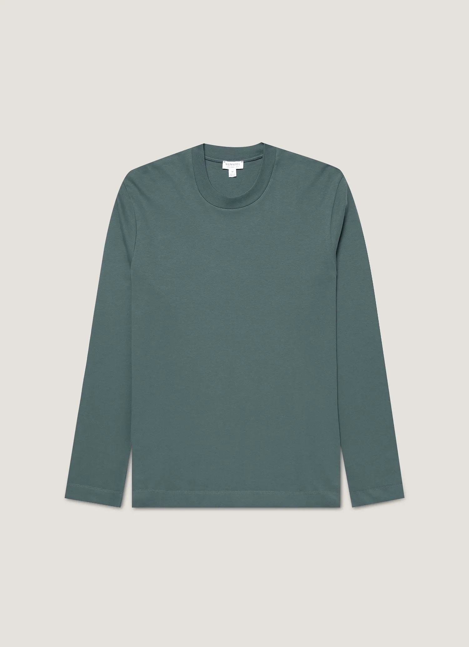 Men's Long Sleeve Heavyweight T-shirt in Dark Petrol sold by Sunspel