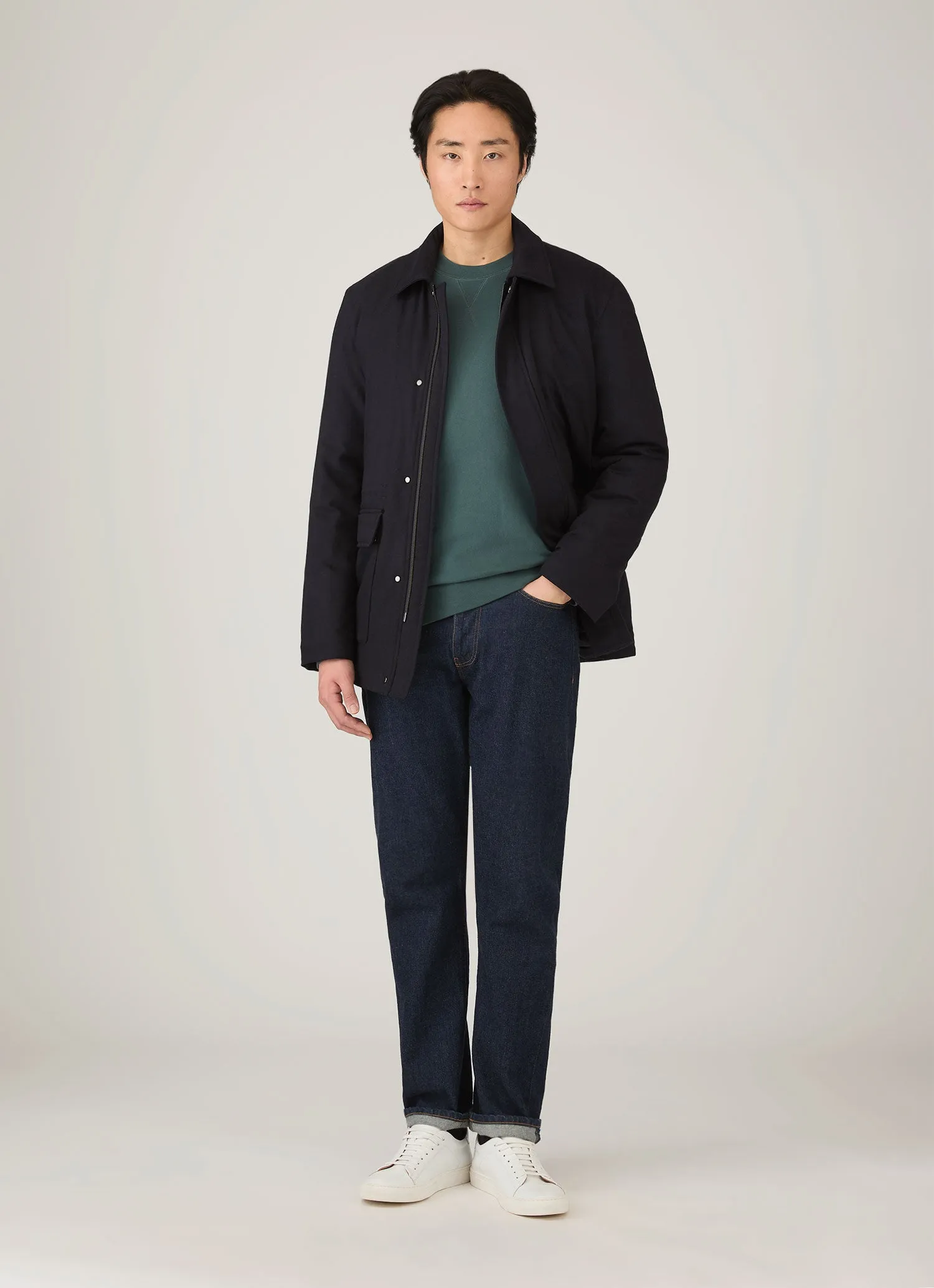 Men's Loopback Sweatshirt in Dark Petrol sold by Sunspel product image thumbnail 3