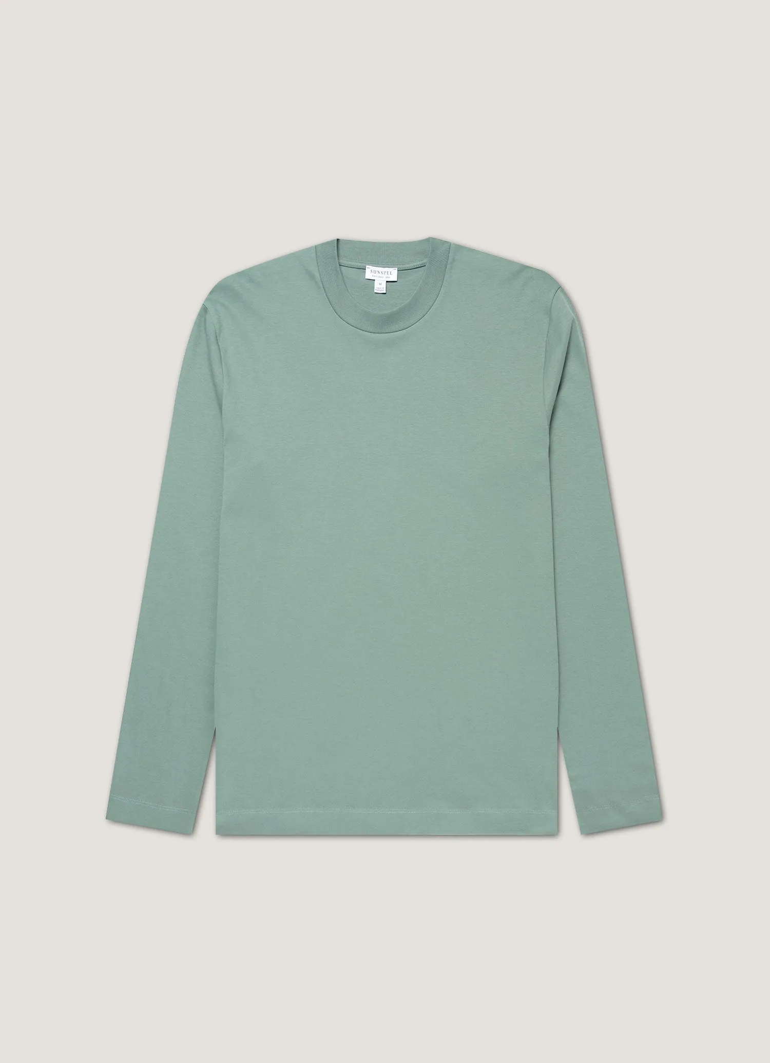 Men's Long Sleeve Heavyweight T-shirt in Steel Green sold by Sunspel