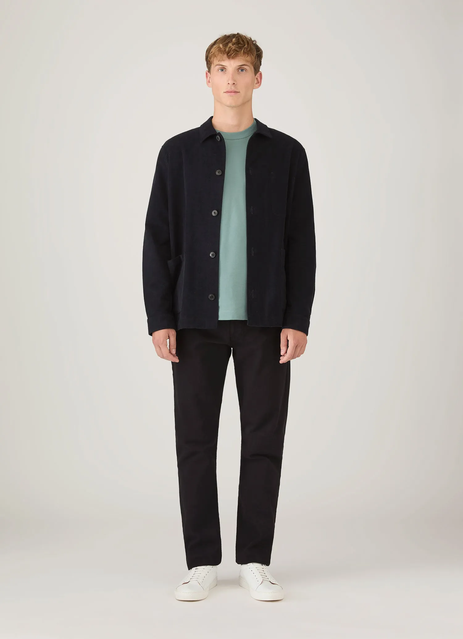 Men's Long Sleeve Heavyweight T-shirt in Steel Green sold by Sunspel product image thumbnail 3