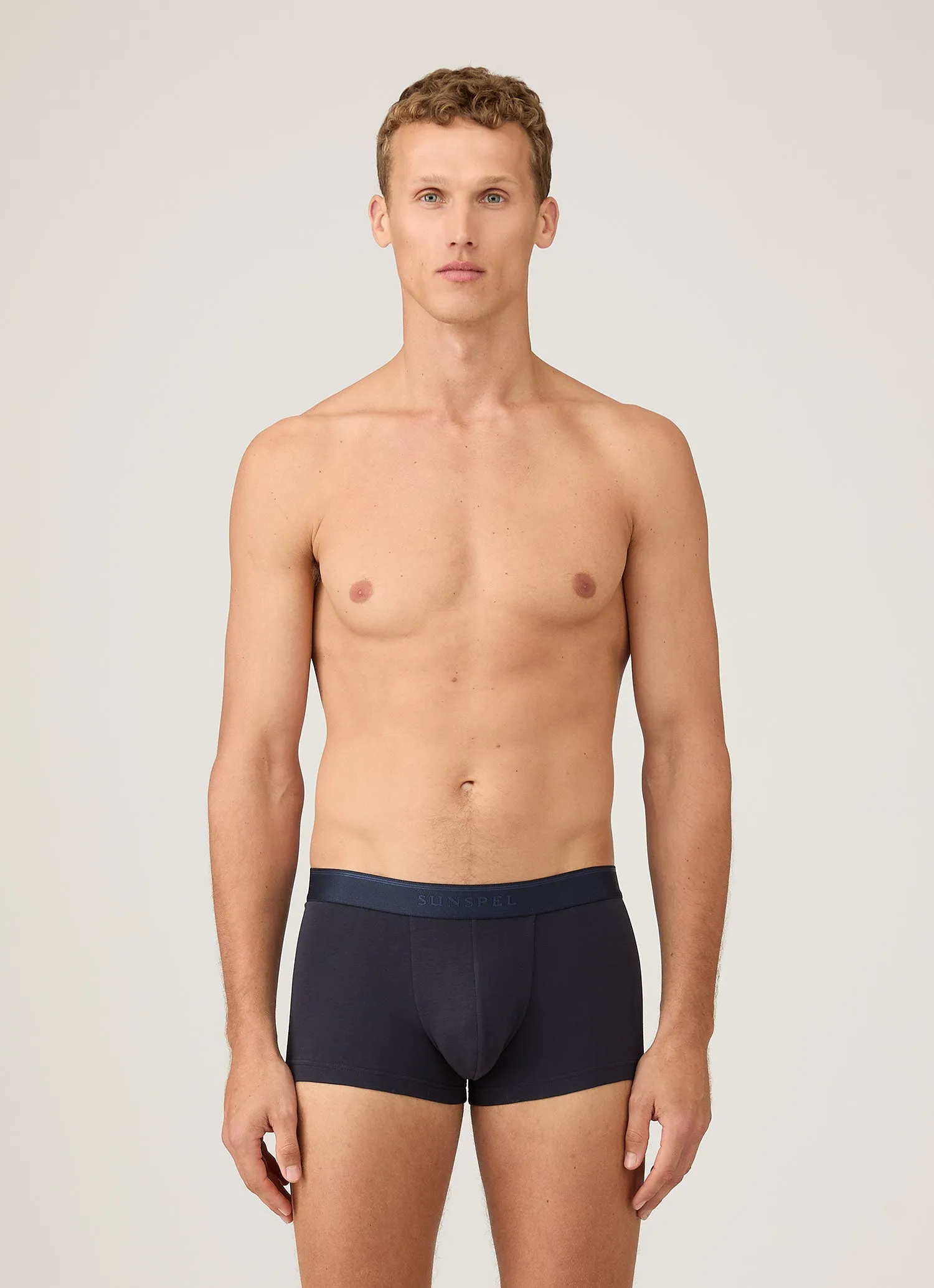 Men's Stretch Cotton Trunks 3-Pack in Navy sold by Sunspel product image thumbnail 2