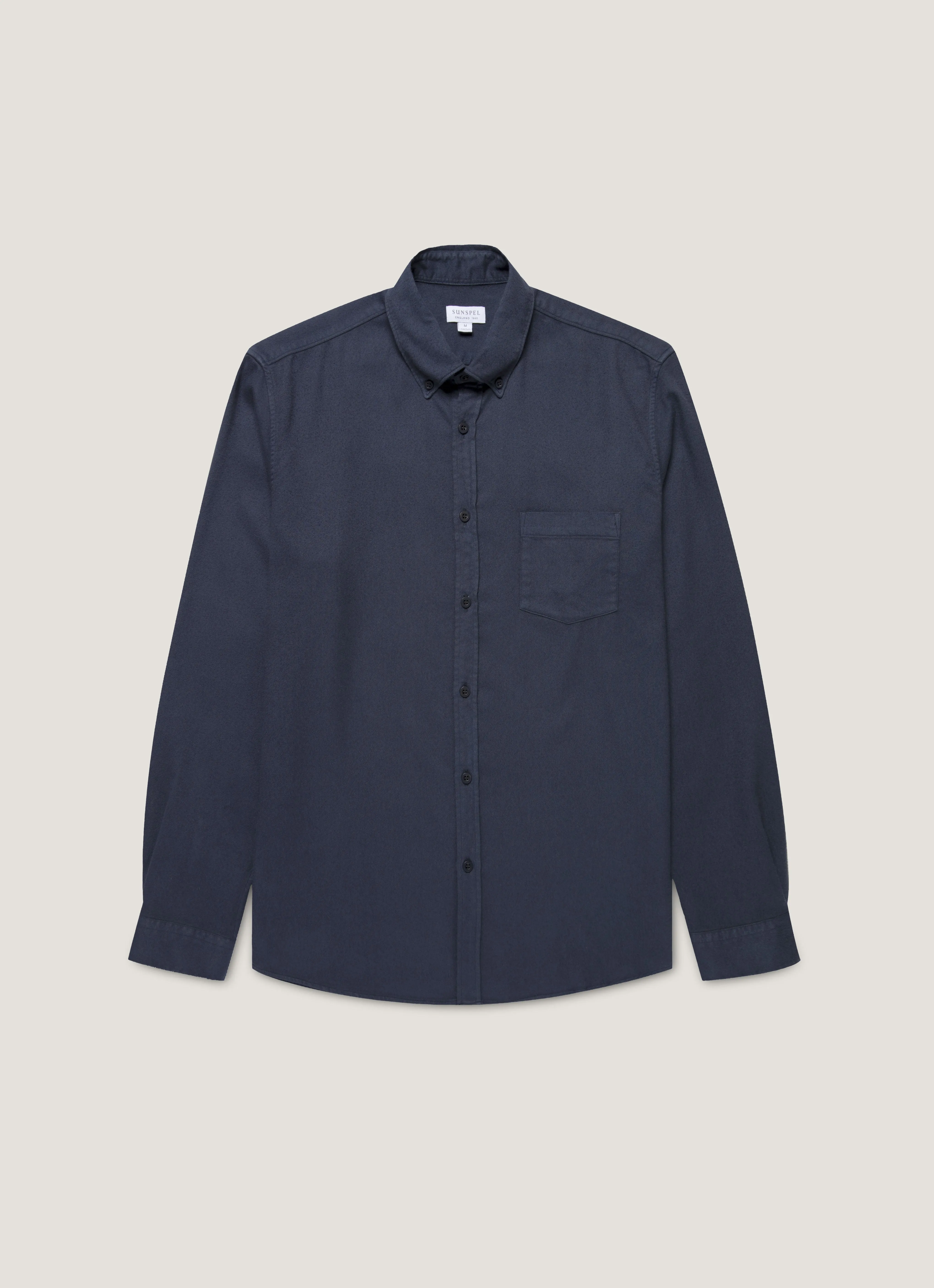 Men's Button Down Flannel Shirt in Navy sold by Sunspel